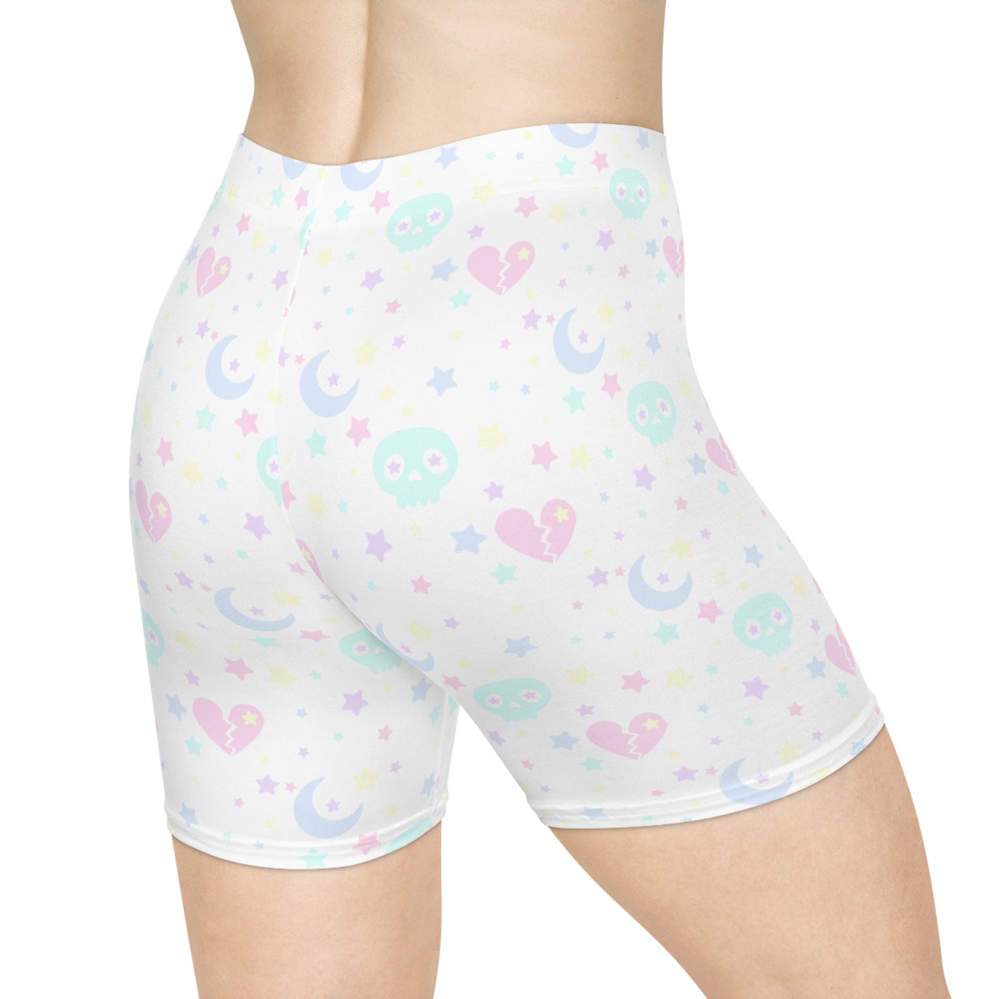 Skulls n Stardust Spankies, Pastel Goth Bike Shorts