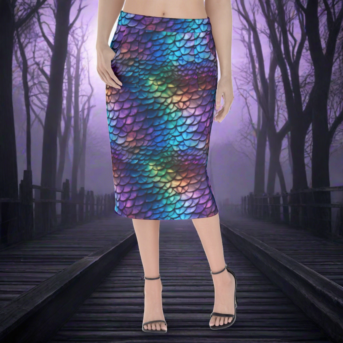 Rainbow Fish Midi Pencil Skirt by abysswares