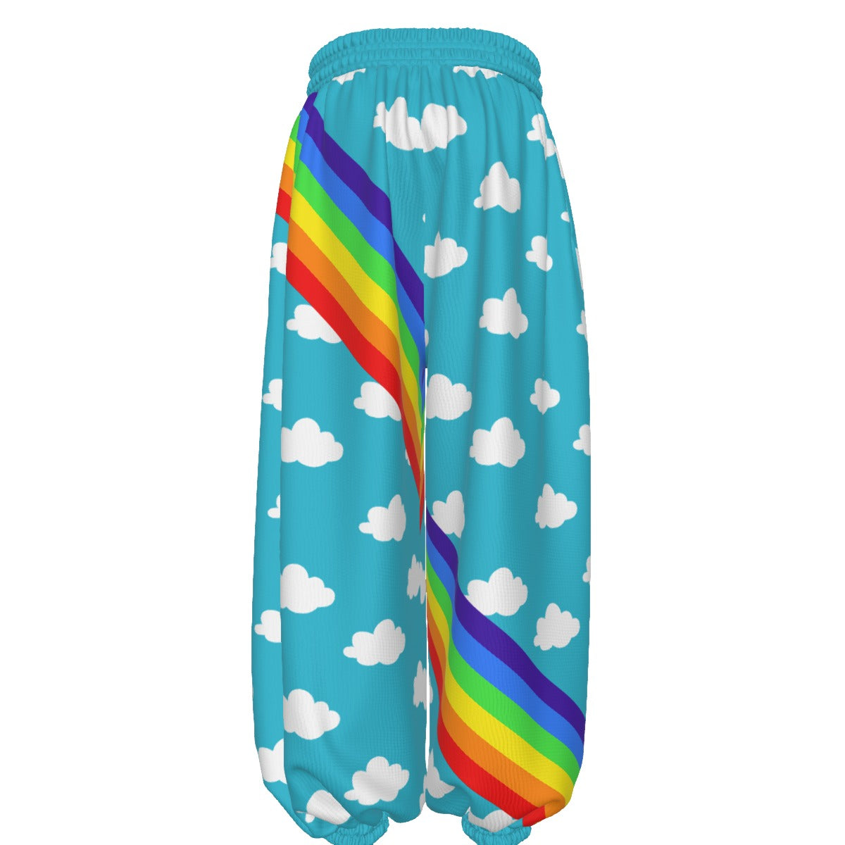 Silly Sun Clouds n Rainbow Stripe Clown Pants