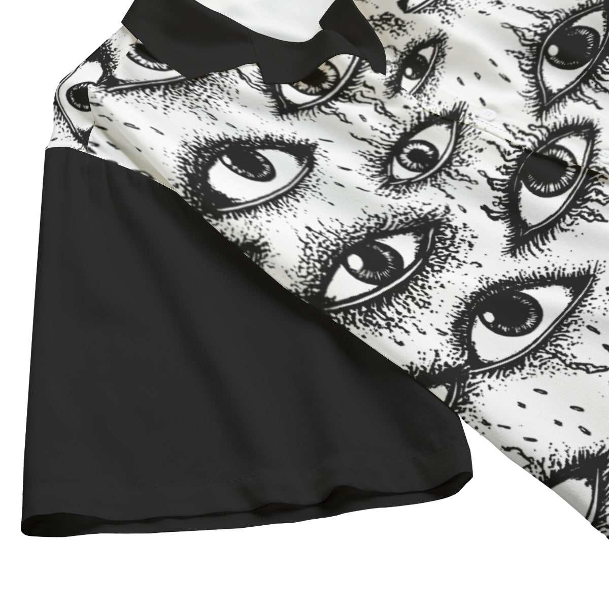 Weirdy Eye Black-White Bowling Shirt