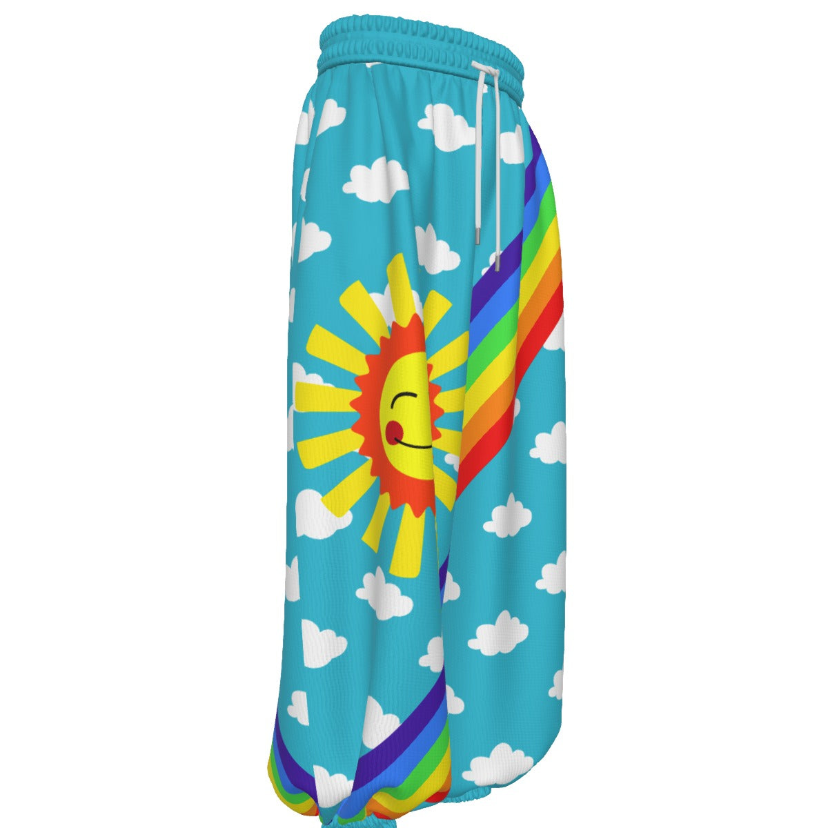 Silly Sun Clouds n Rainbow Stripe Clown Pants