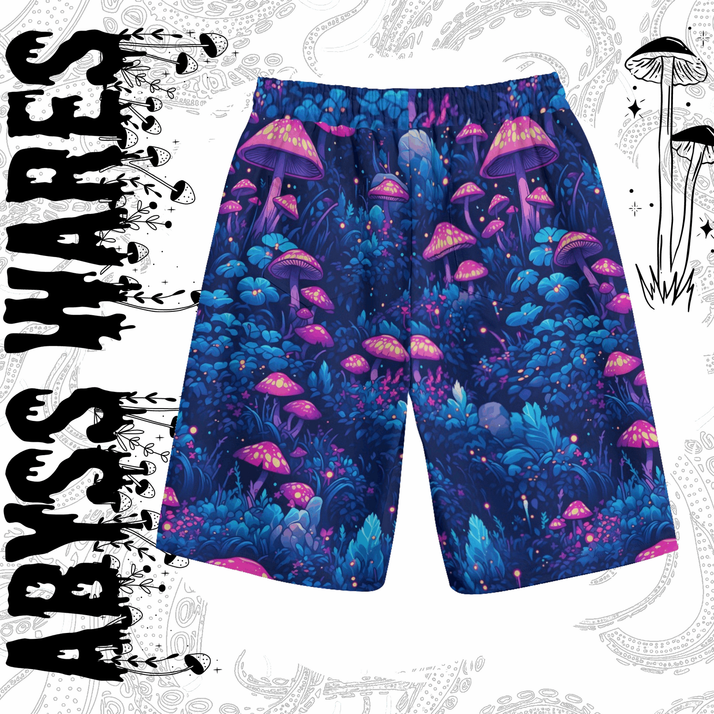 Blue Magic Shrooms Baggy Denim Shorts Unisexy!