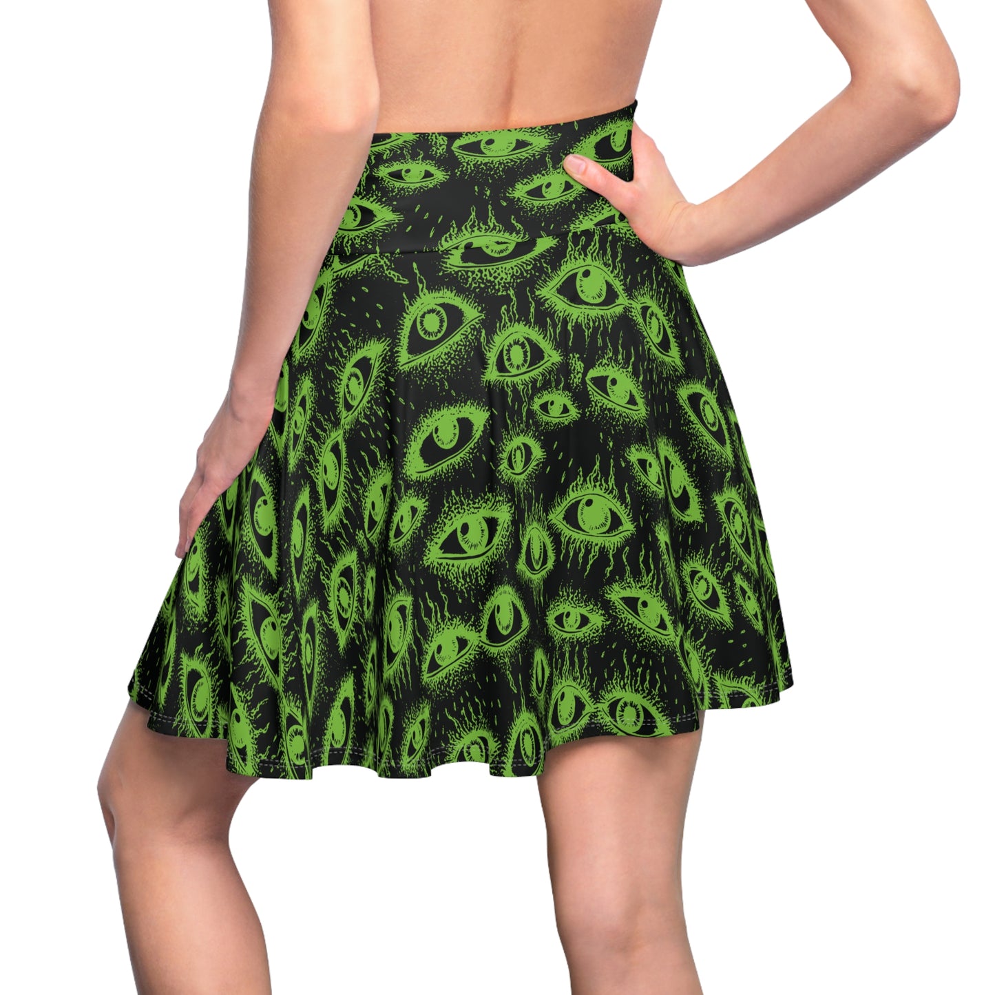 Weirdy Eye Alien Green Scene Skirt