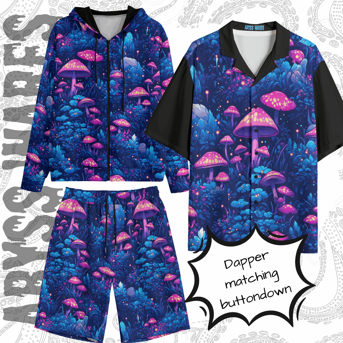 Blue Magic Shrooms Baggy Denim Shorts Unisexy!