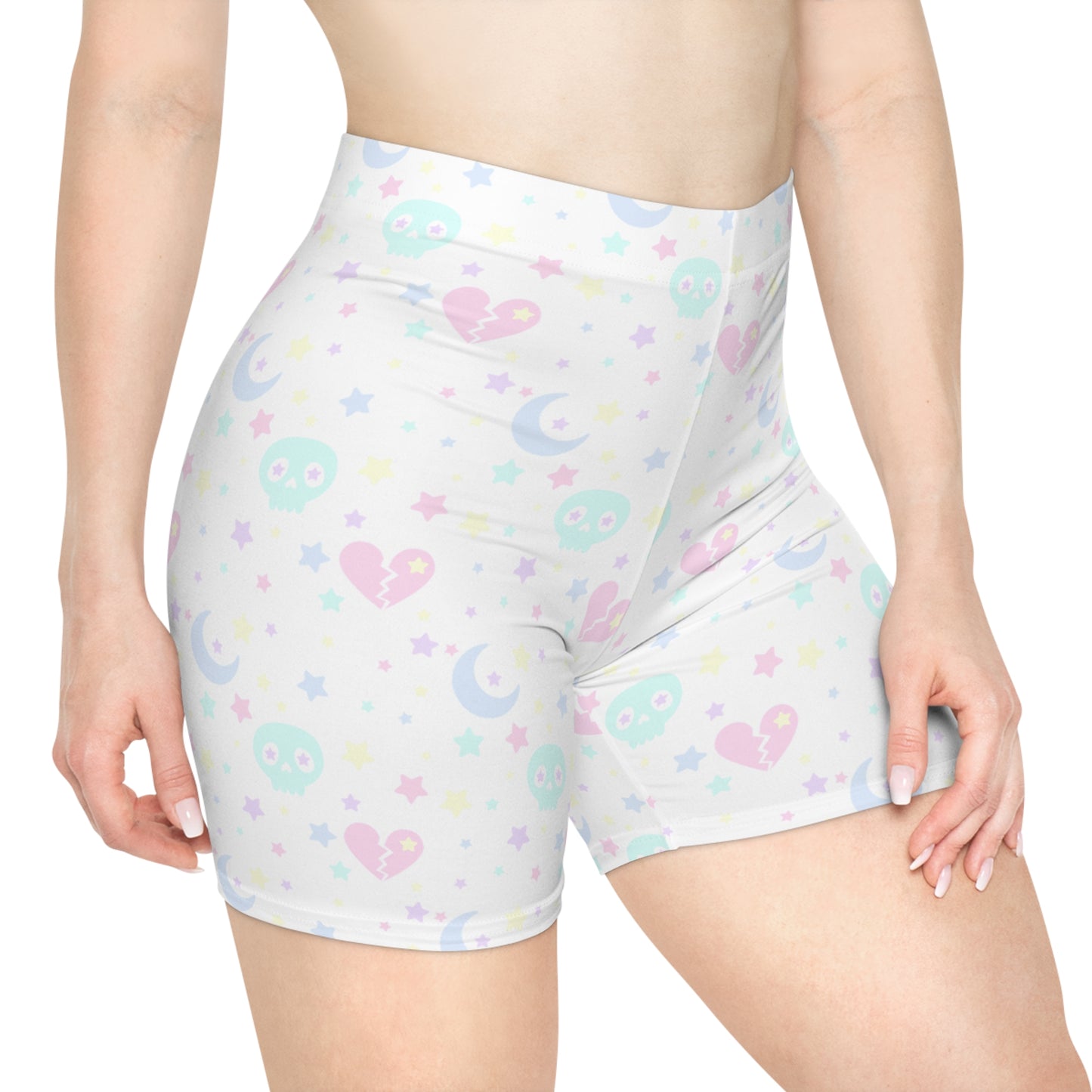Skulls n Stardust Spankies, Pastel Goth Bike Shorts