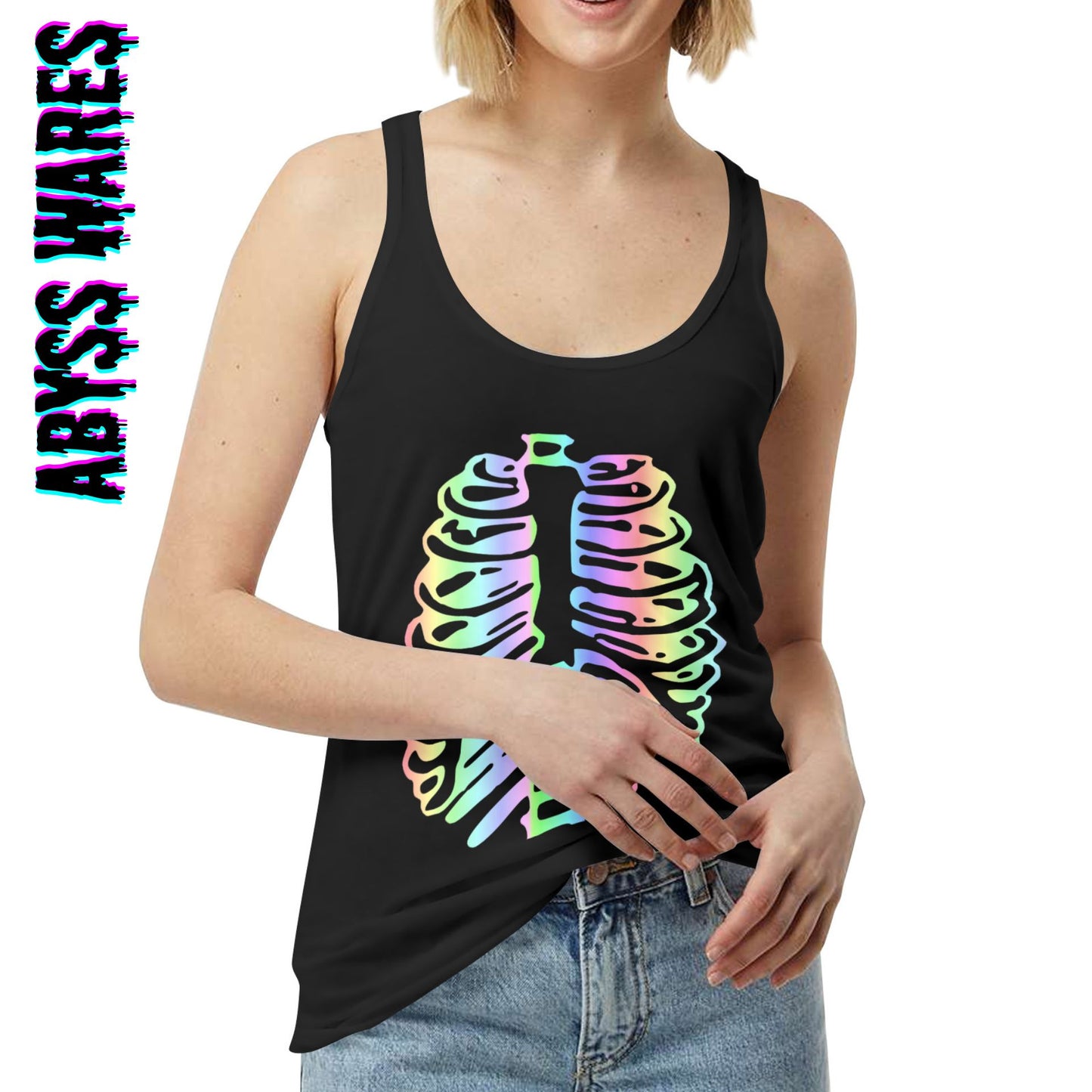 Rainbones tank top for goth women available at abyss wares