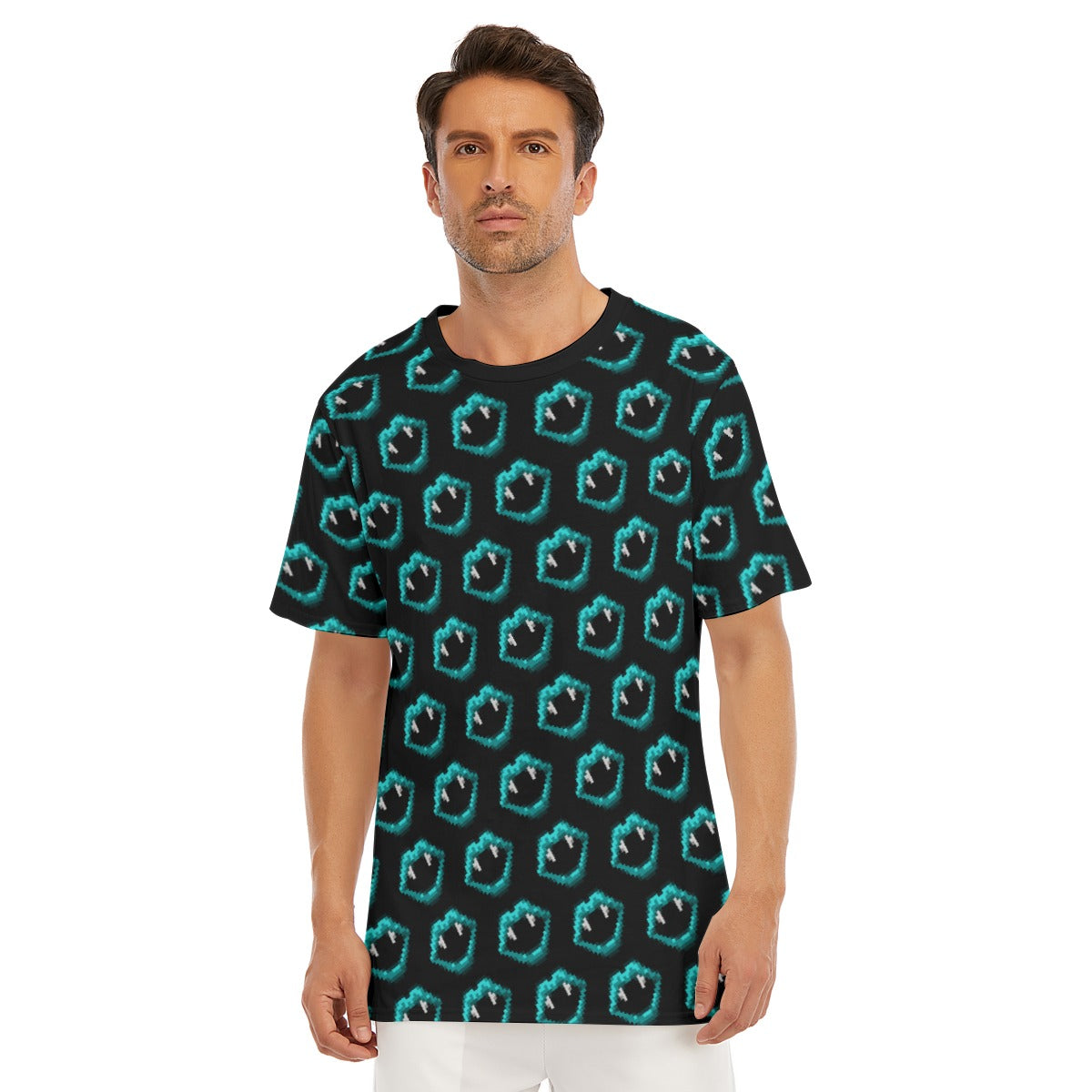 8bit Cyan Blue Vampire Tee Shirt Cotton Nonbinary Unisex PC Gamer Geek Style Top