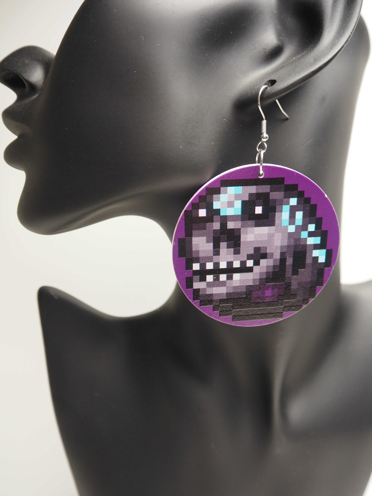 Smirky Fella Zombie Skull 8bit lofi retro video game pixel art Earrings