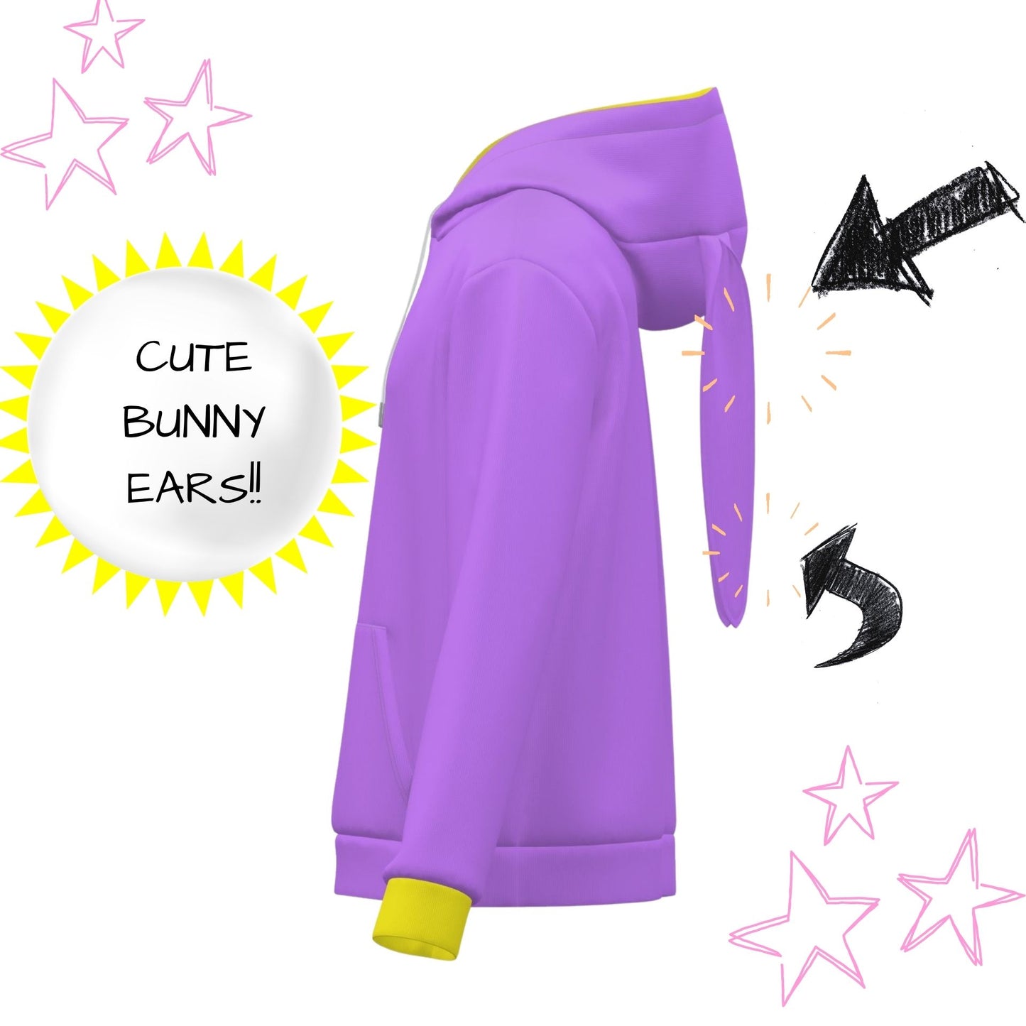Bunny Hoodie Primary Dots Kidcore Rabbit Ears Hooded Sweatshirt
