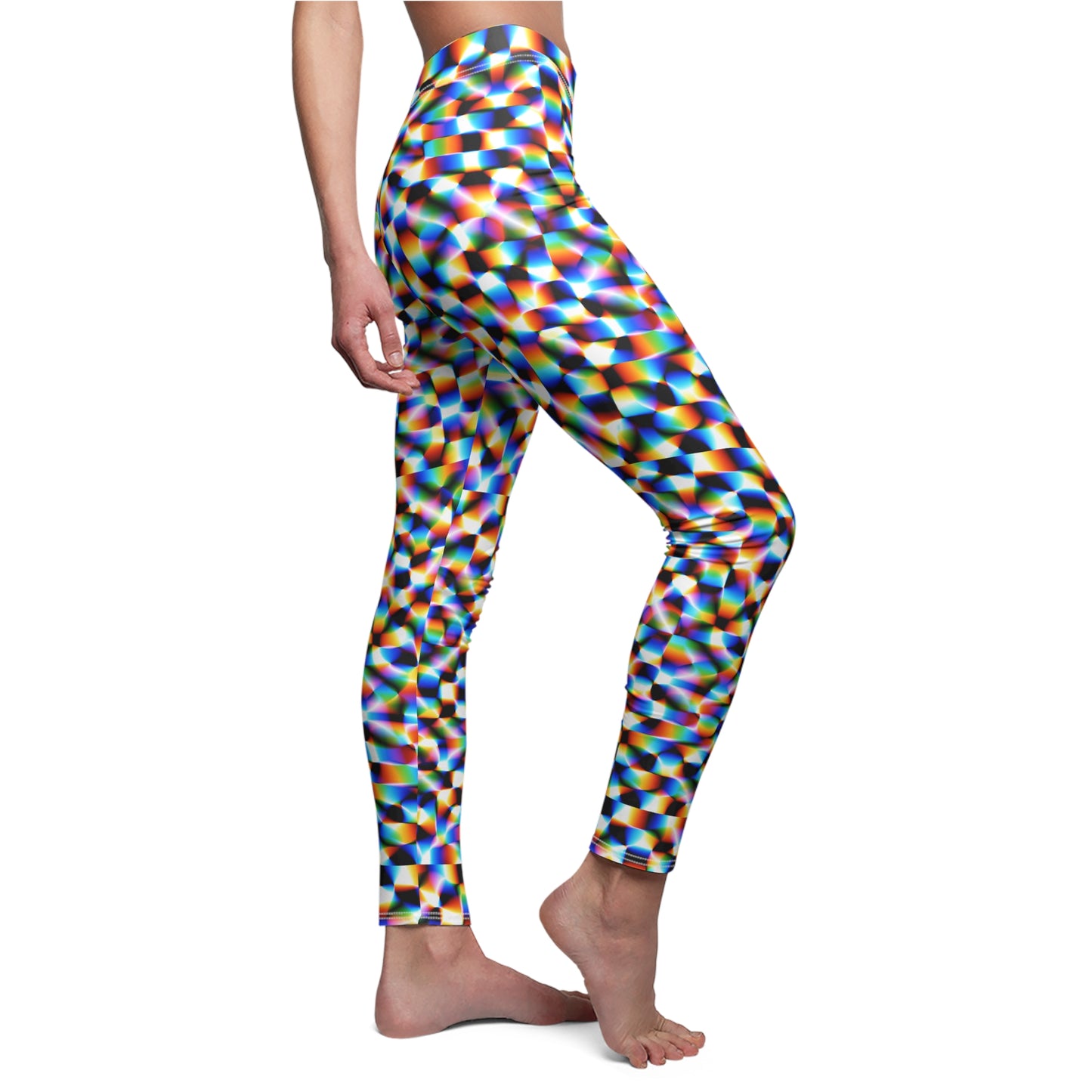 Checker Hacker Leggings Womens Scenecore Webcore Cyperpunk Glitch Tights Suede Feel Poly Stretch Blend