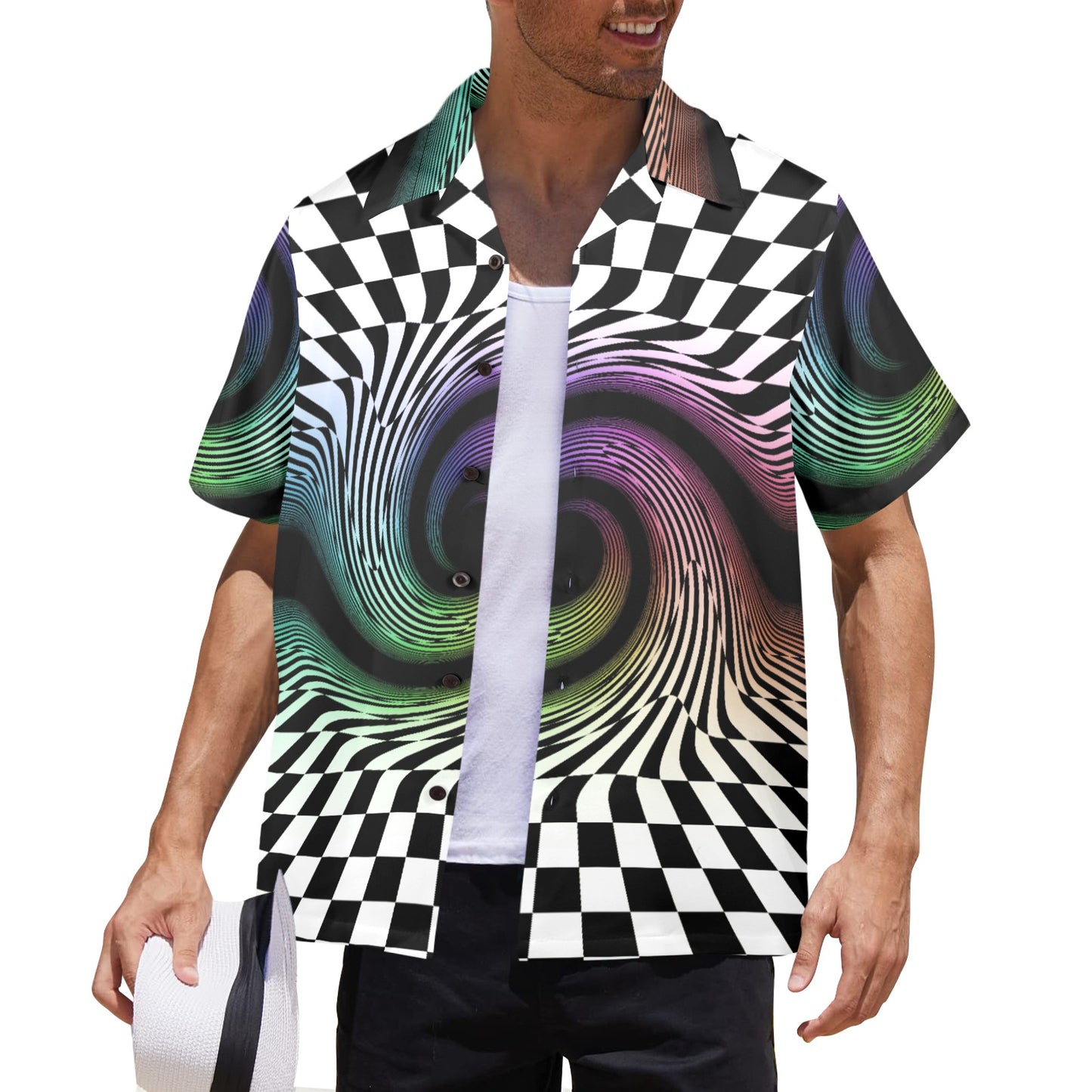 Chromatrip Button Up Mens Bowling Shirt