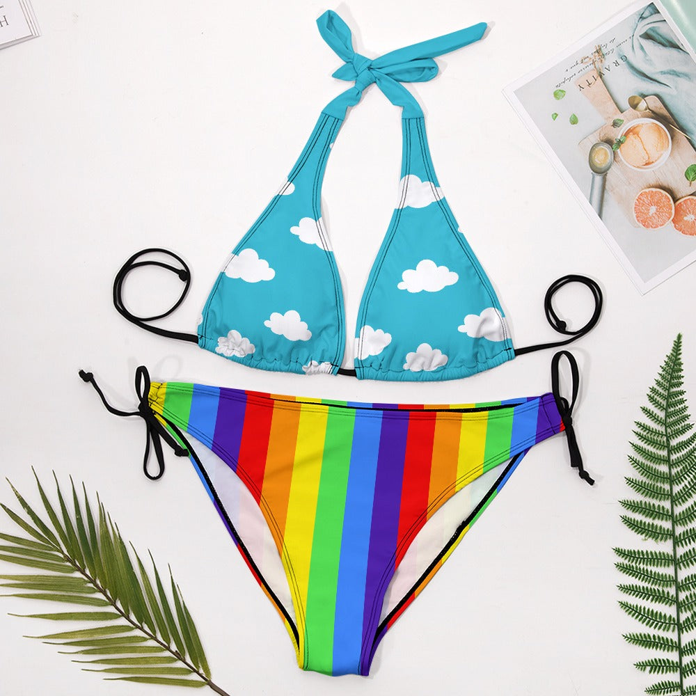 Clouds n Rainbows Plus Size String Bikini Set