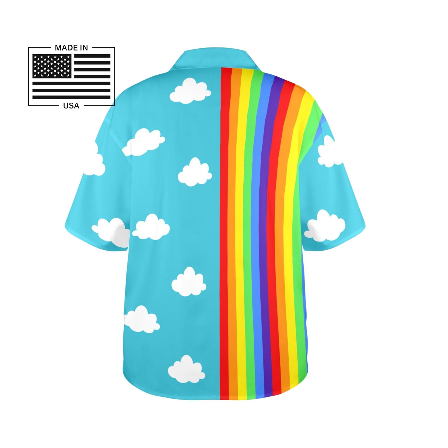 Clouds n Rainbow Button Blouse, USA-made