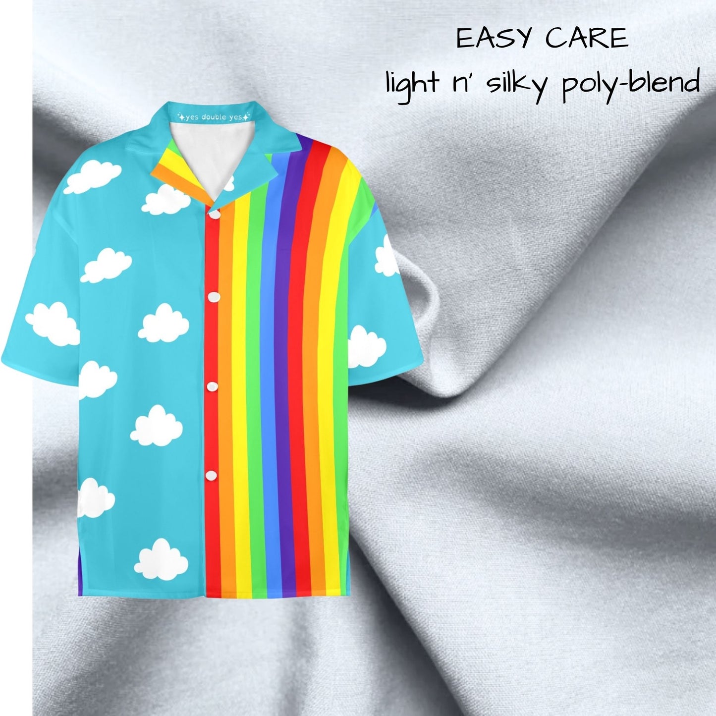 Clouds n Rainbow Button Blouse, USA-made