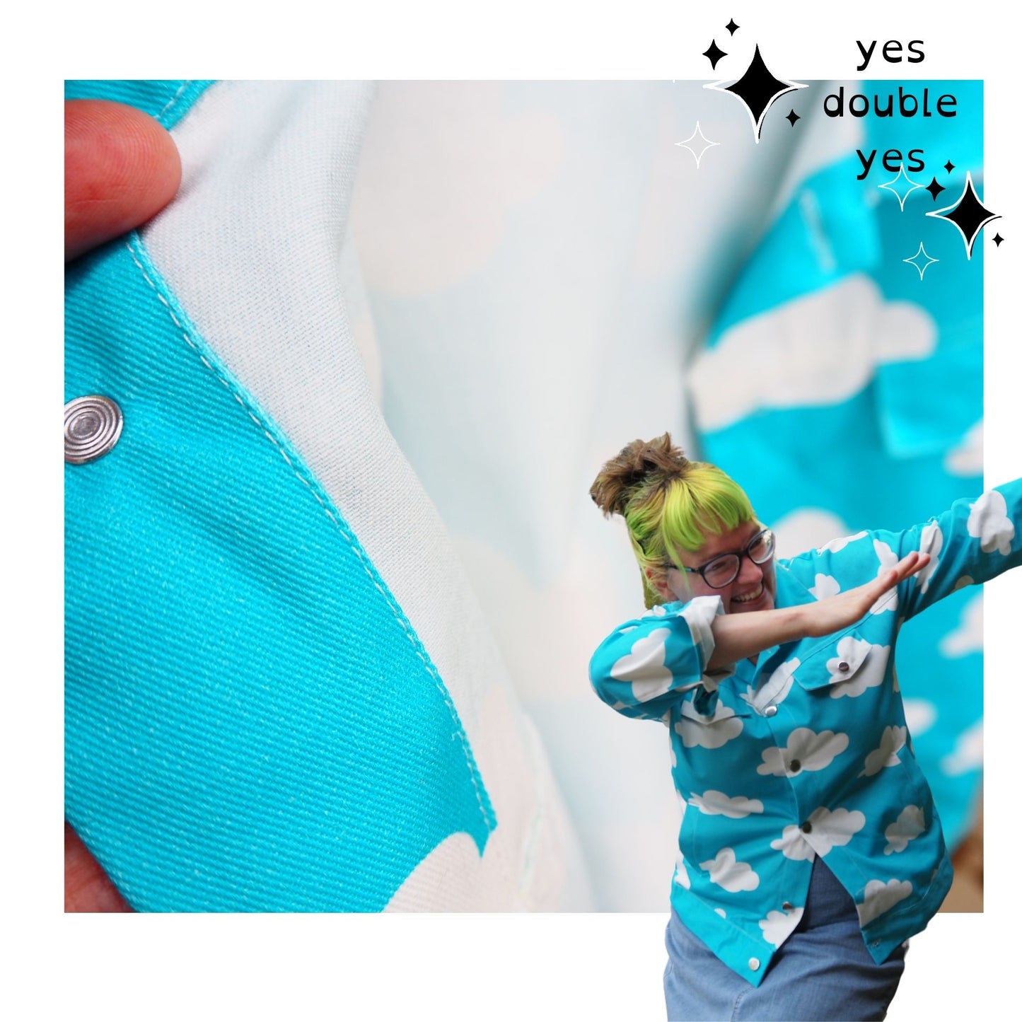 Cloudy Heaven Kidcore Shirt Jacket Cotton Button Up Nonbinary Adult Clothing Yume Kawaii Weather