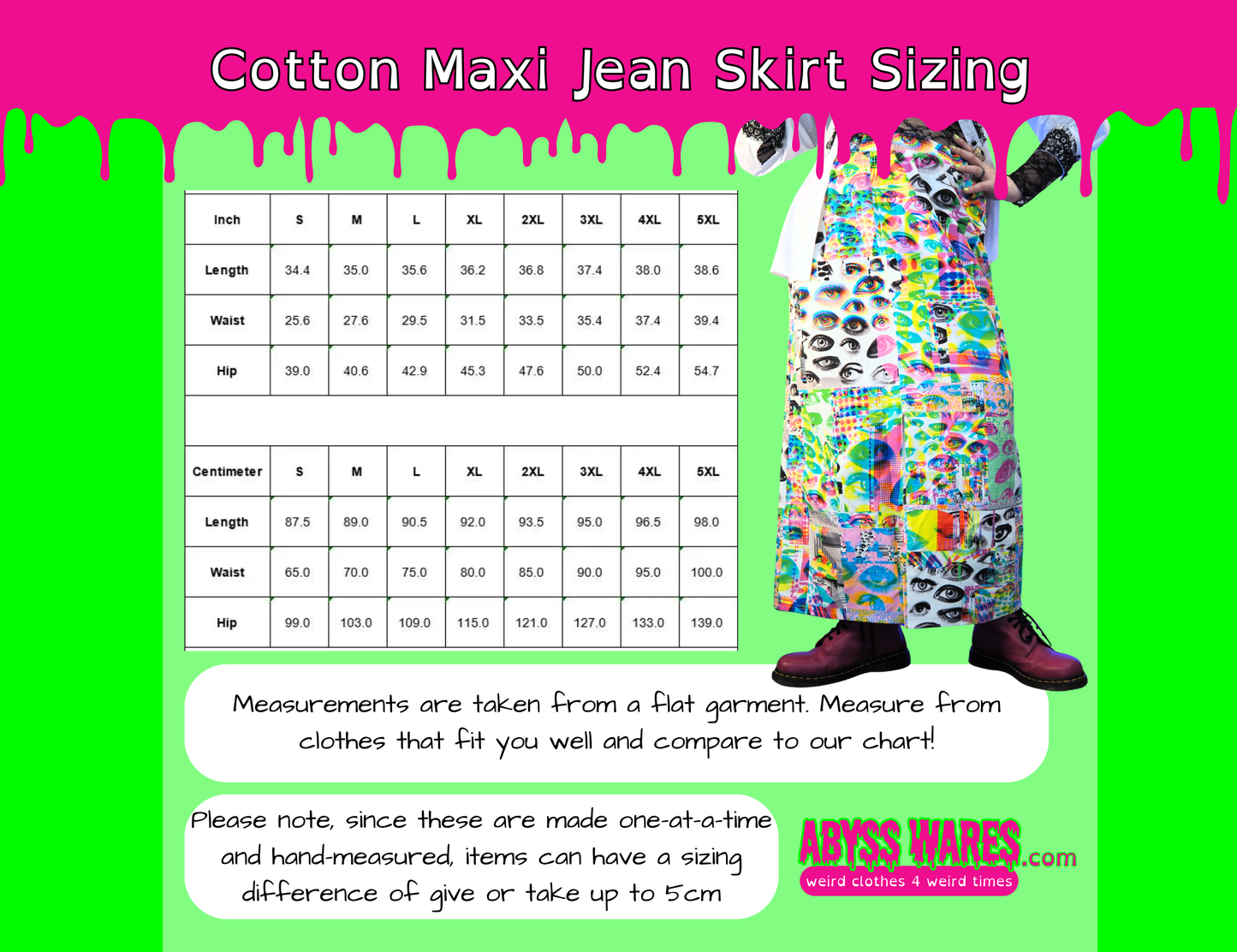 Glitch Eye Cotton Jean Skirt