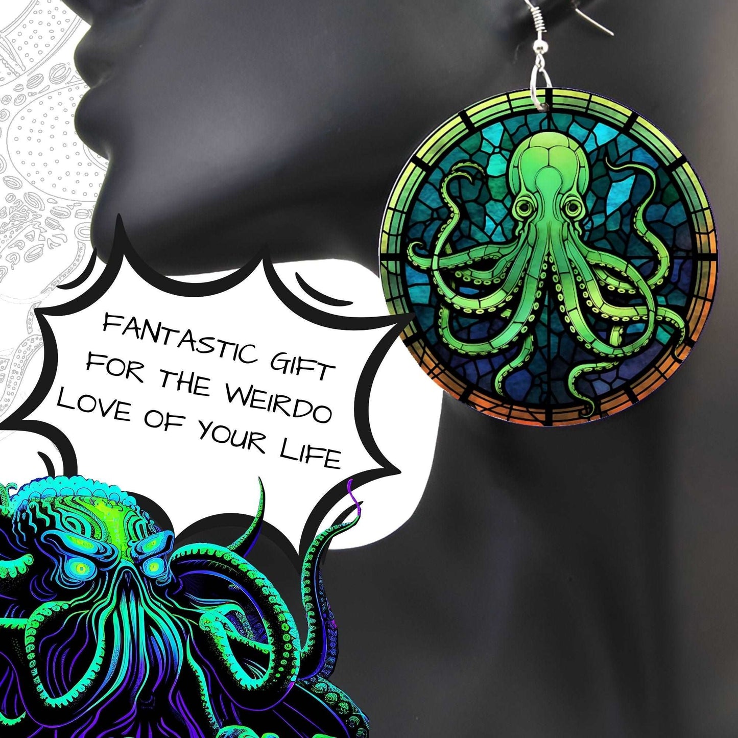 Church of Cthulhu Earrings Stained Glass Look