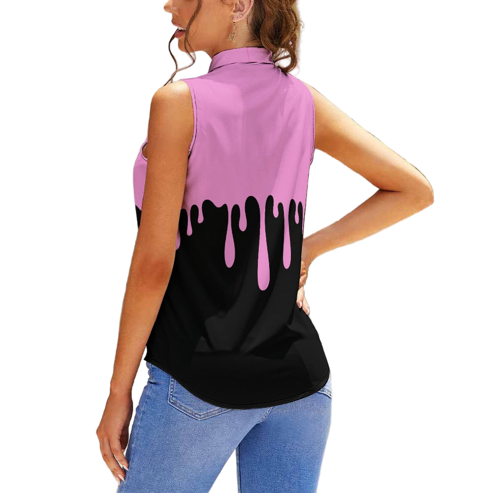 Pink Drip Jirai Kei Tie Neck Blouse
