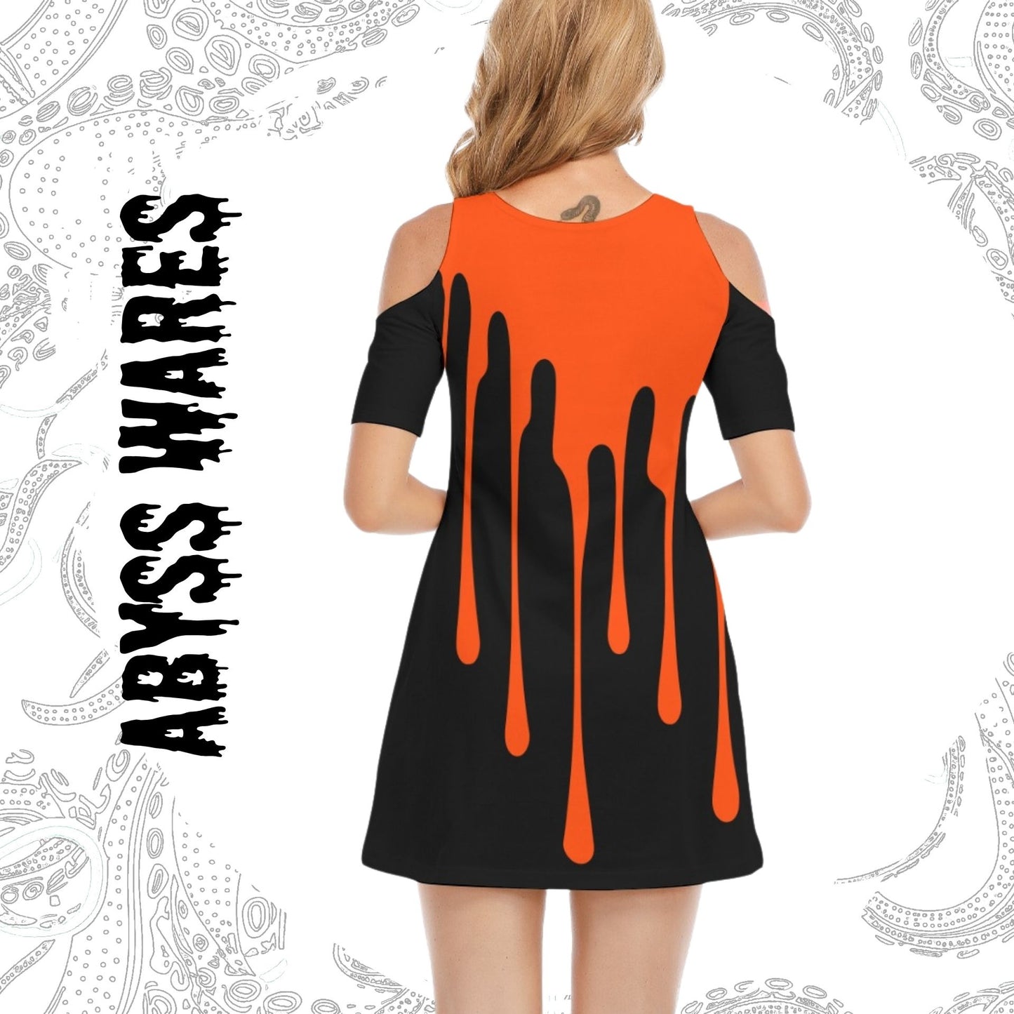 Orange Splat Drippy Dress