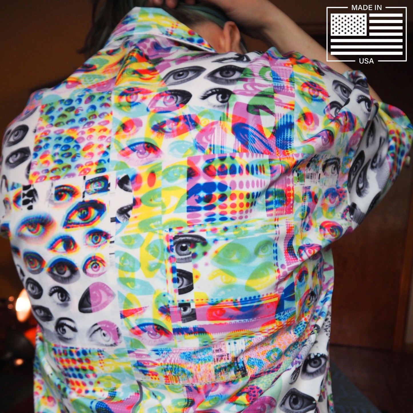Eyes Glitch Button Up Blouse