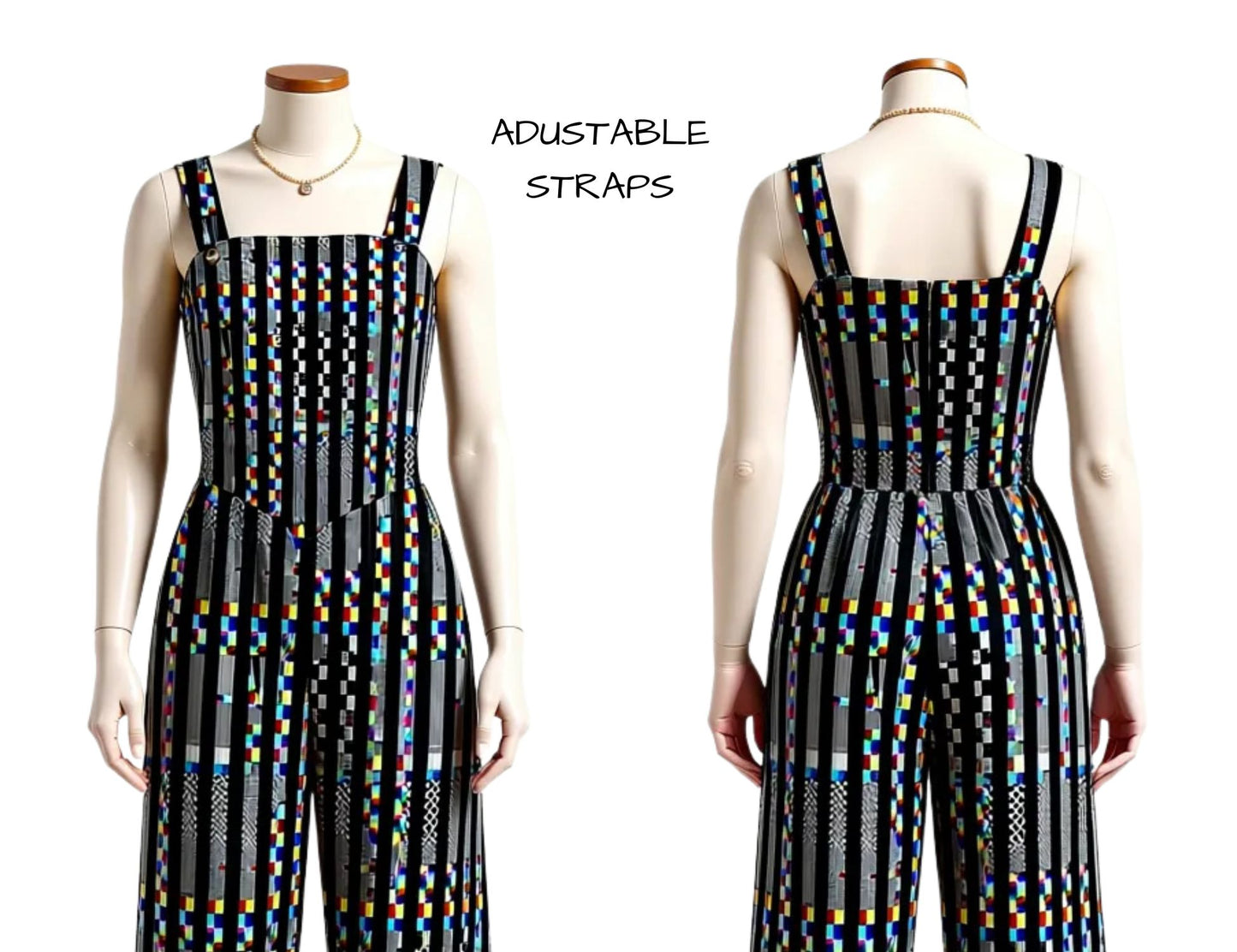 Glitch Stripe Wide Leg Overalls
