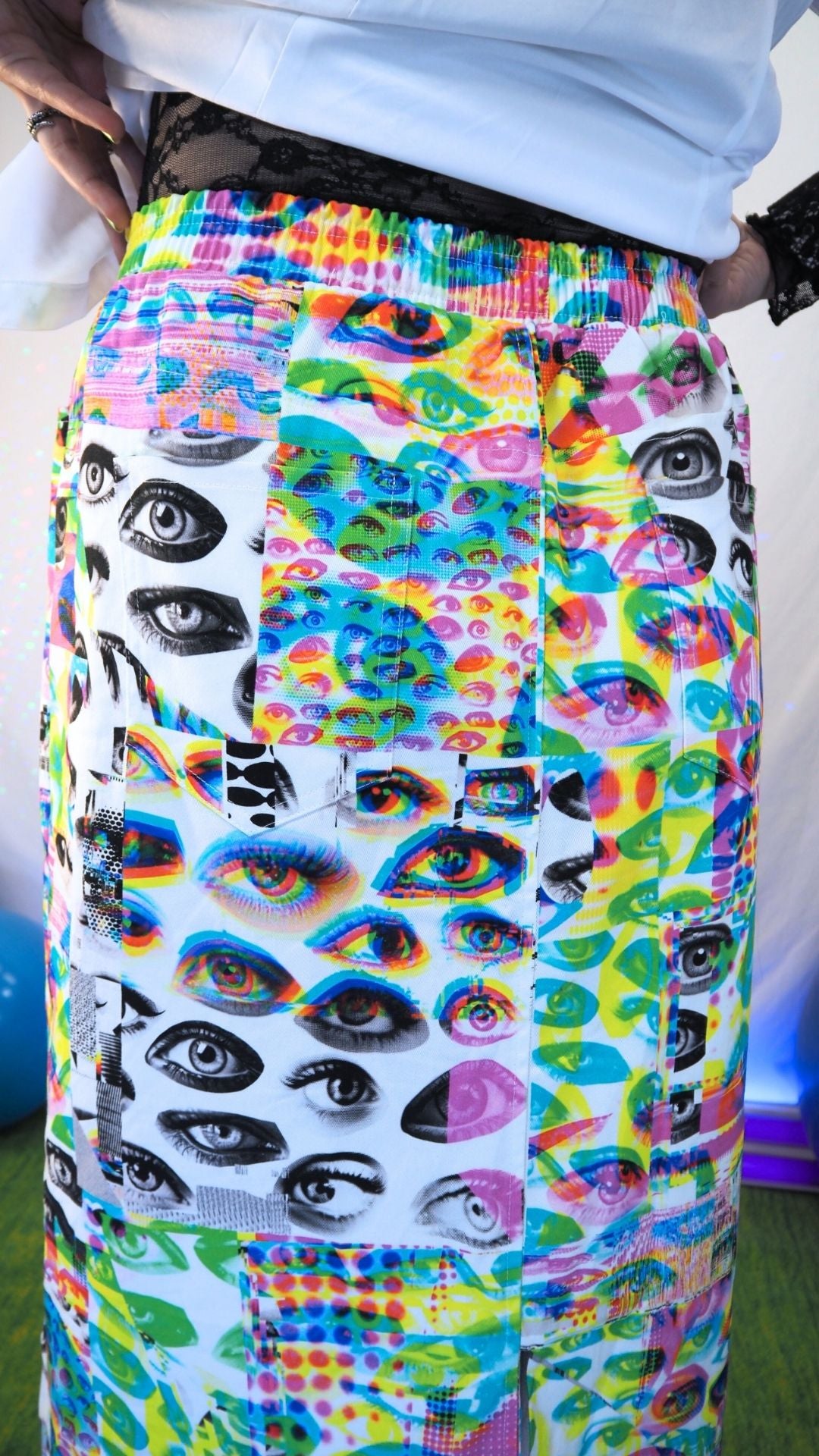 Falda vaquera de algodón con efecto Glitch Eye