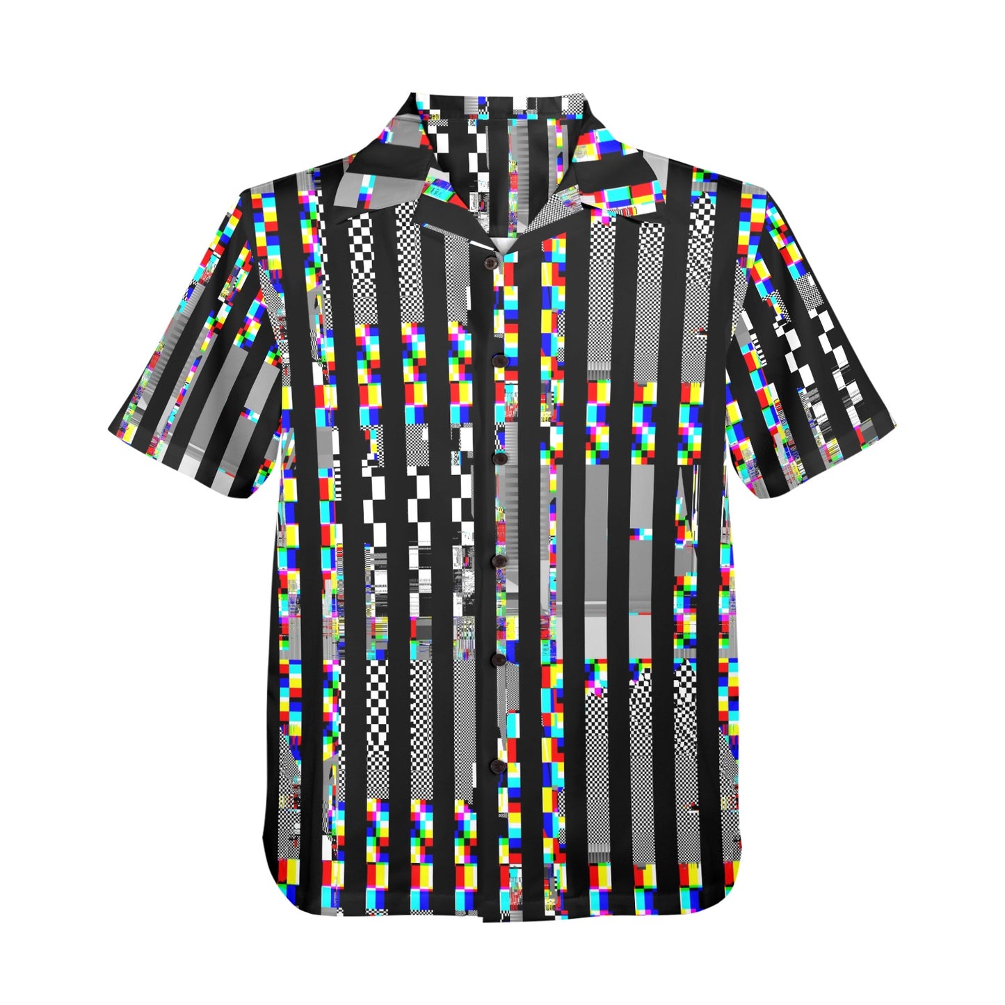 Glitch Stripe Mens Bowling Shirt