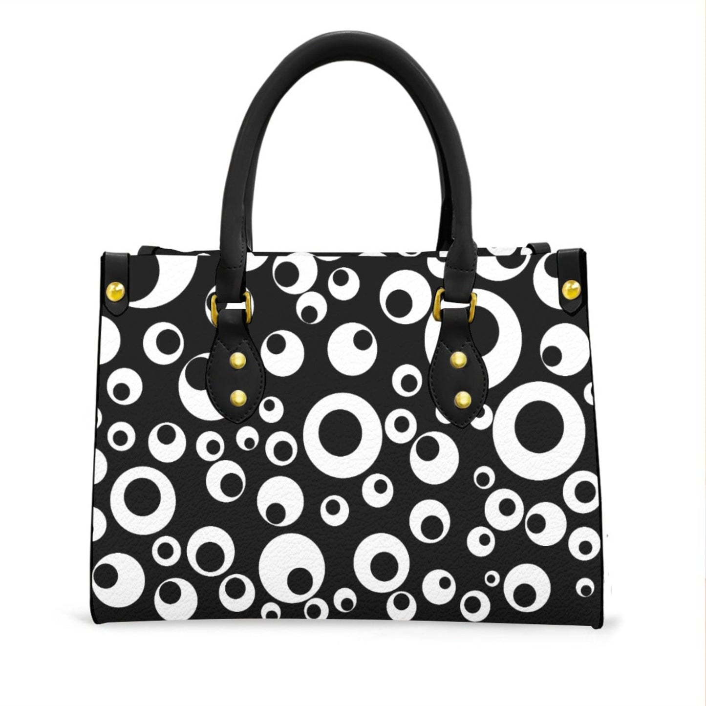 rectangle top handle googly eye print purse