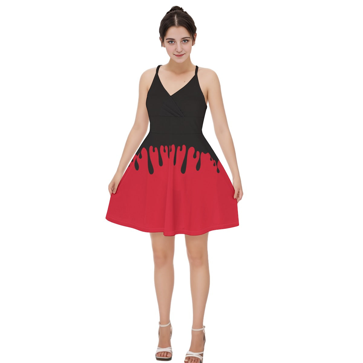 Horror Ooze cami dress in red and black