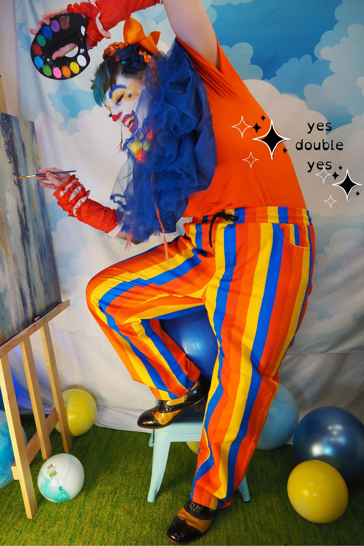 Pantalones de payaso a rayas de Wally