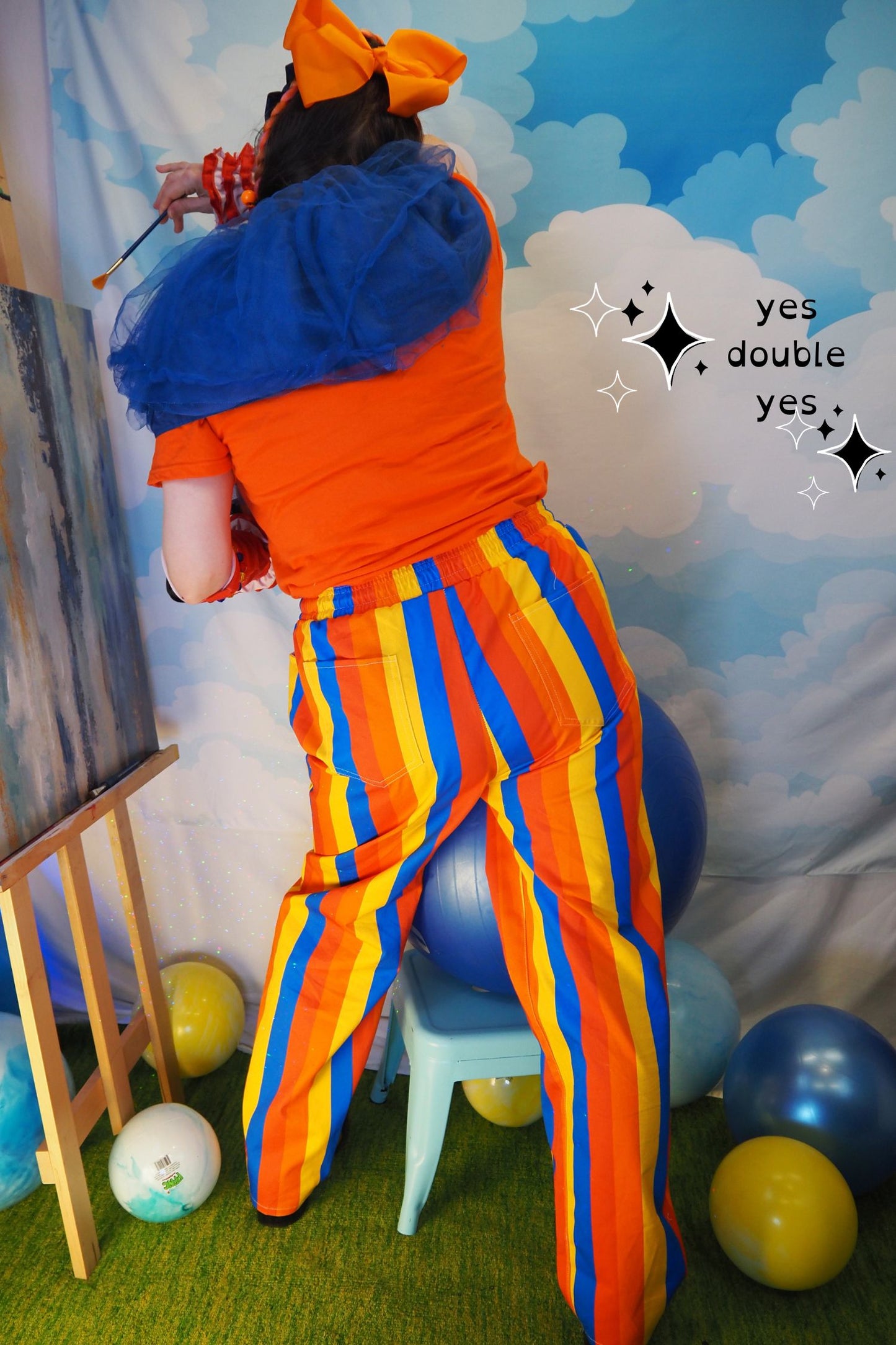 Pantalones de payaso a rayas de Wally