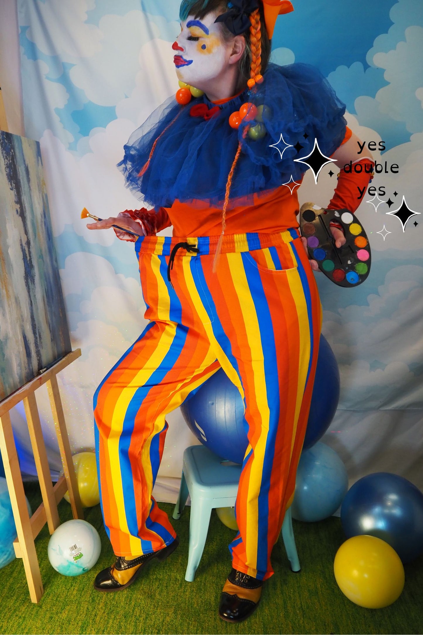 Pantalones de payaso a rayas de Wally