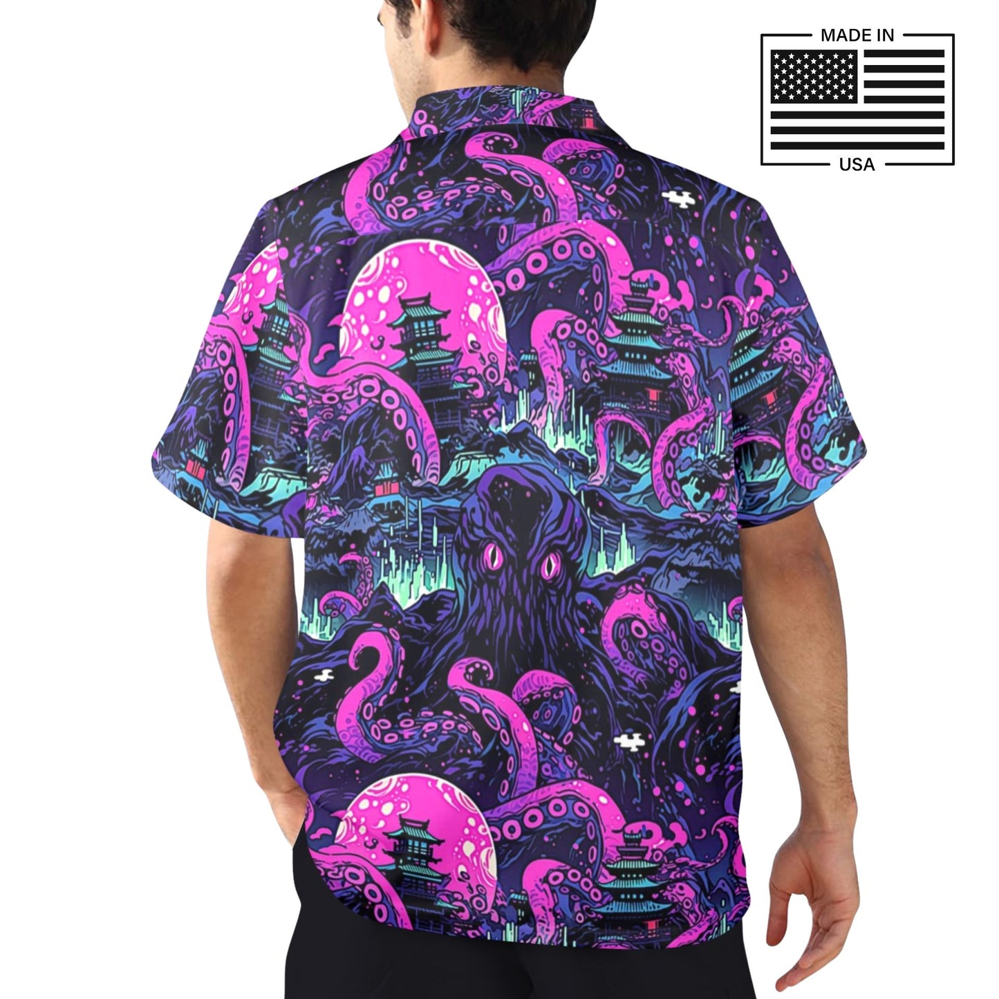Kraken Invades Tokyo Cthulhu Hawaiian Shirt