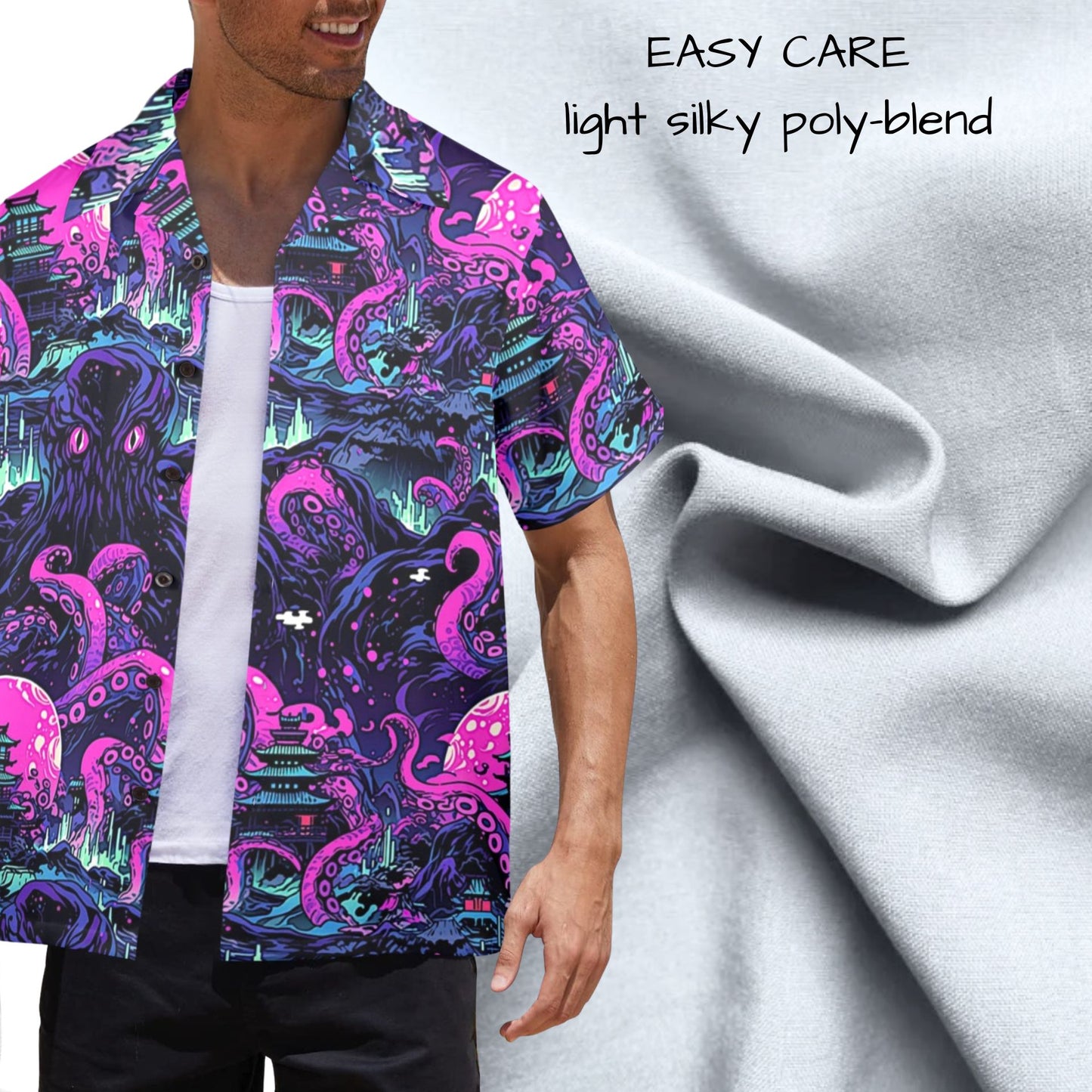 Kraken Invades Tokyo Cthulhu Hawaiian Shirt