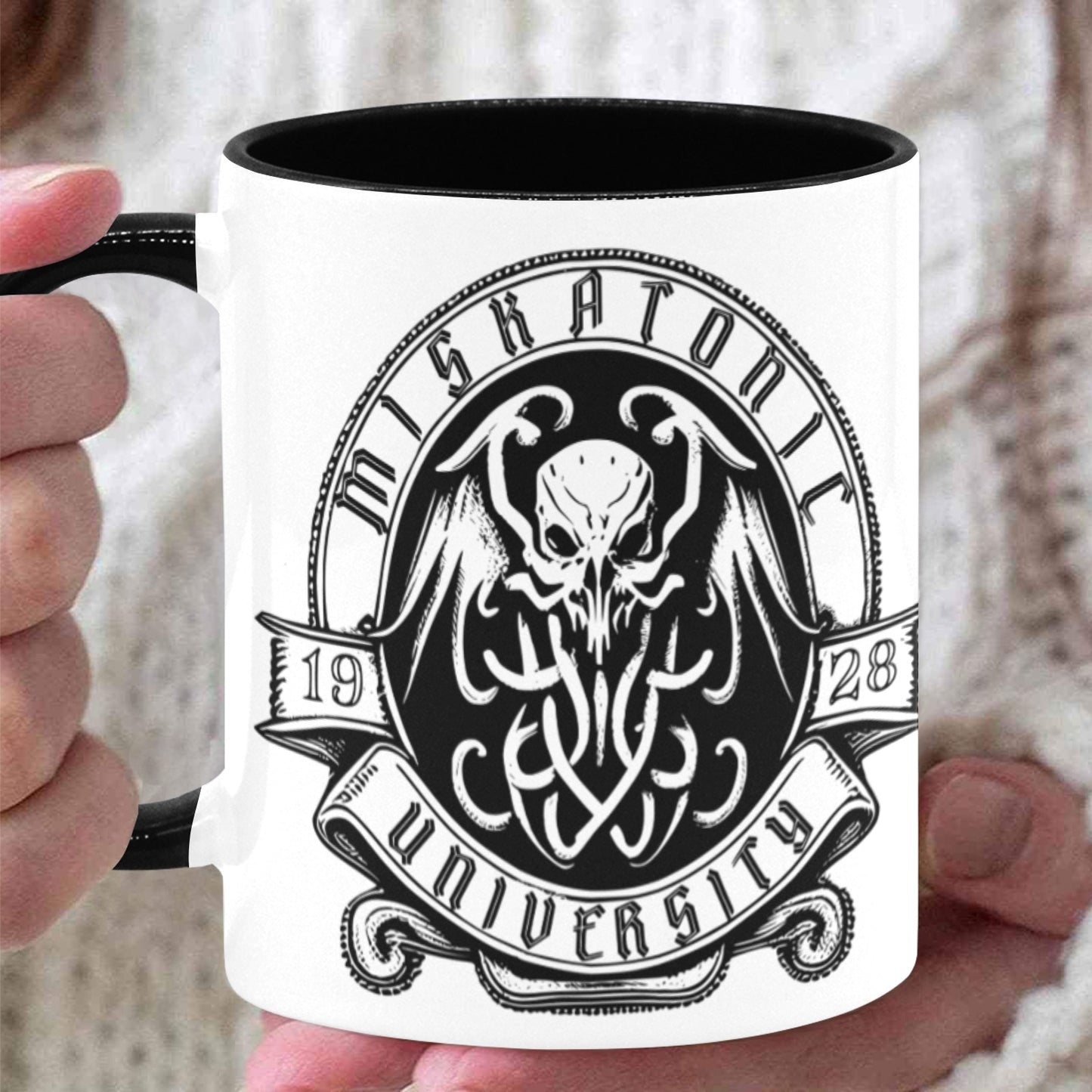 Miskatonic University Mug featuring fake school seal of Cthulhu