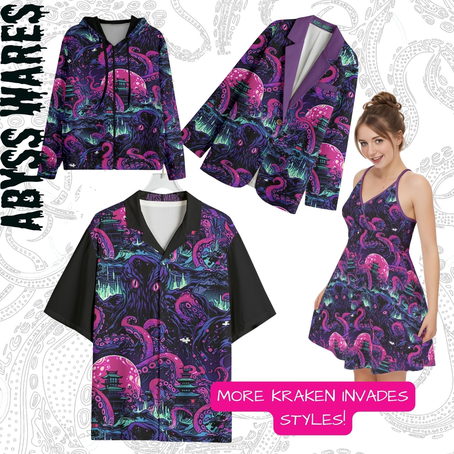 Kraken Invades Tokyo Bowling Shirt