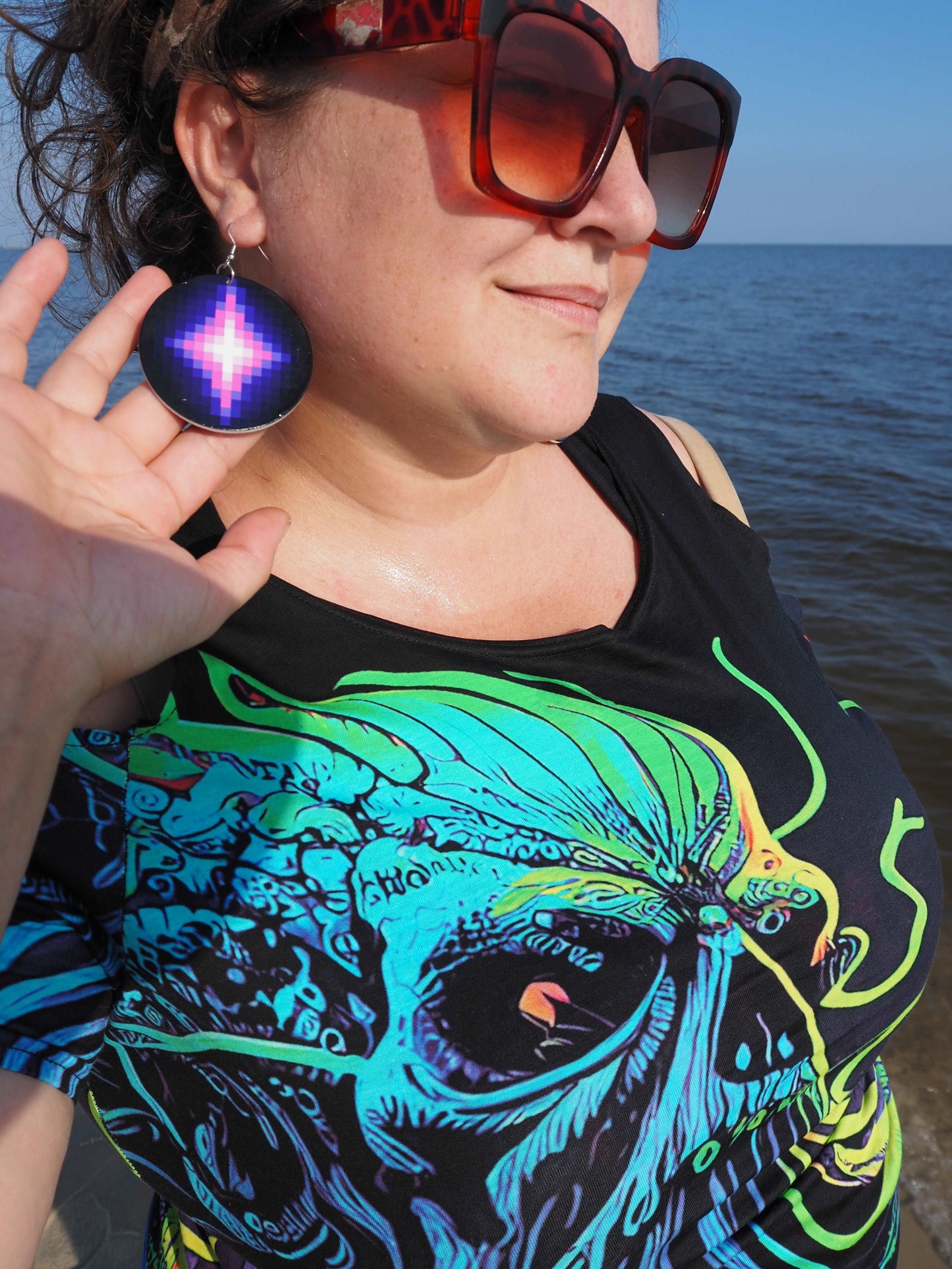 Magic Dart Purple Spell Earrings lofi 8bit pixel art