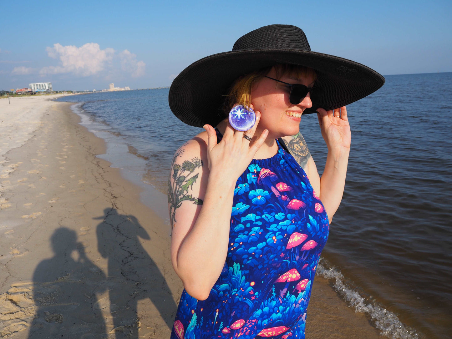 Magic Crystal Power Orb Earrings | 8bit Purple Blue Magic Cosplay Geekery