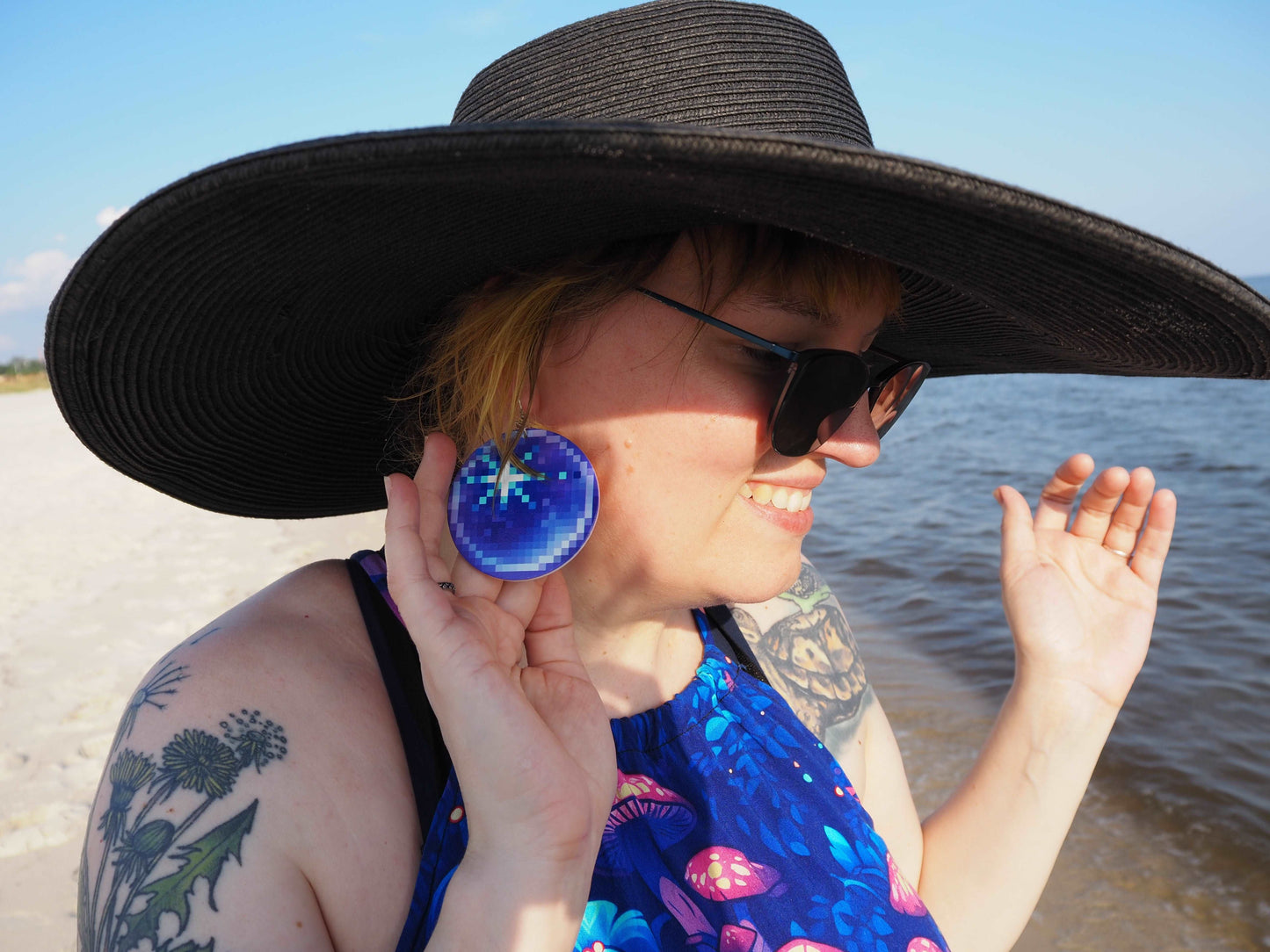 Magic Crystal Power Orb Earrings | 8bit Purple Blue Magic Cosplay Geekery