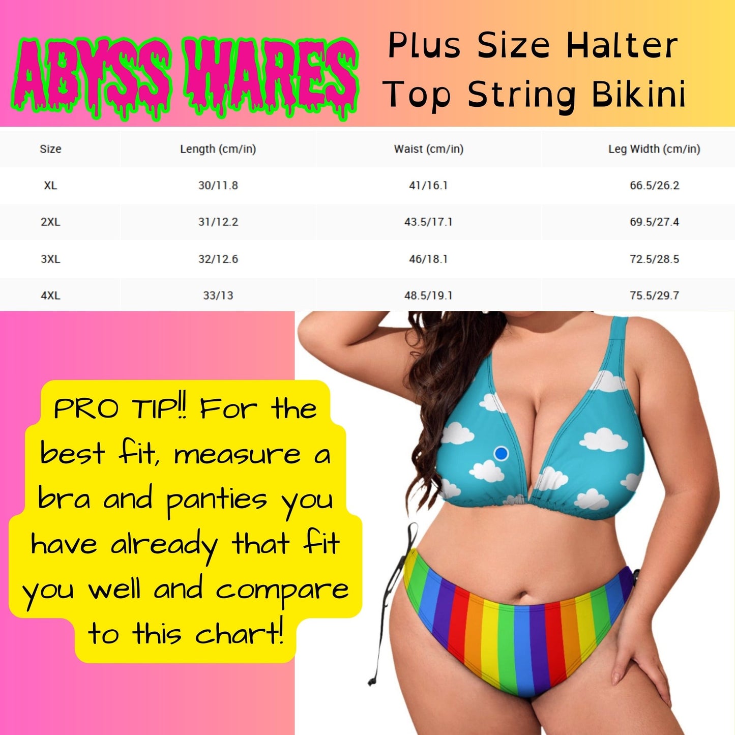 Clouds n Rainbows Plus Size String Bikini Set