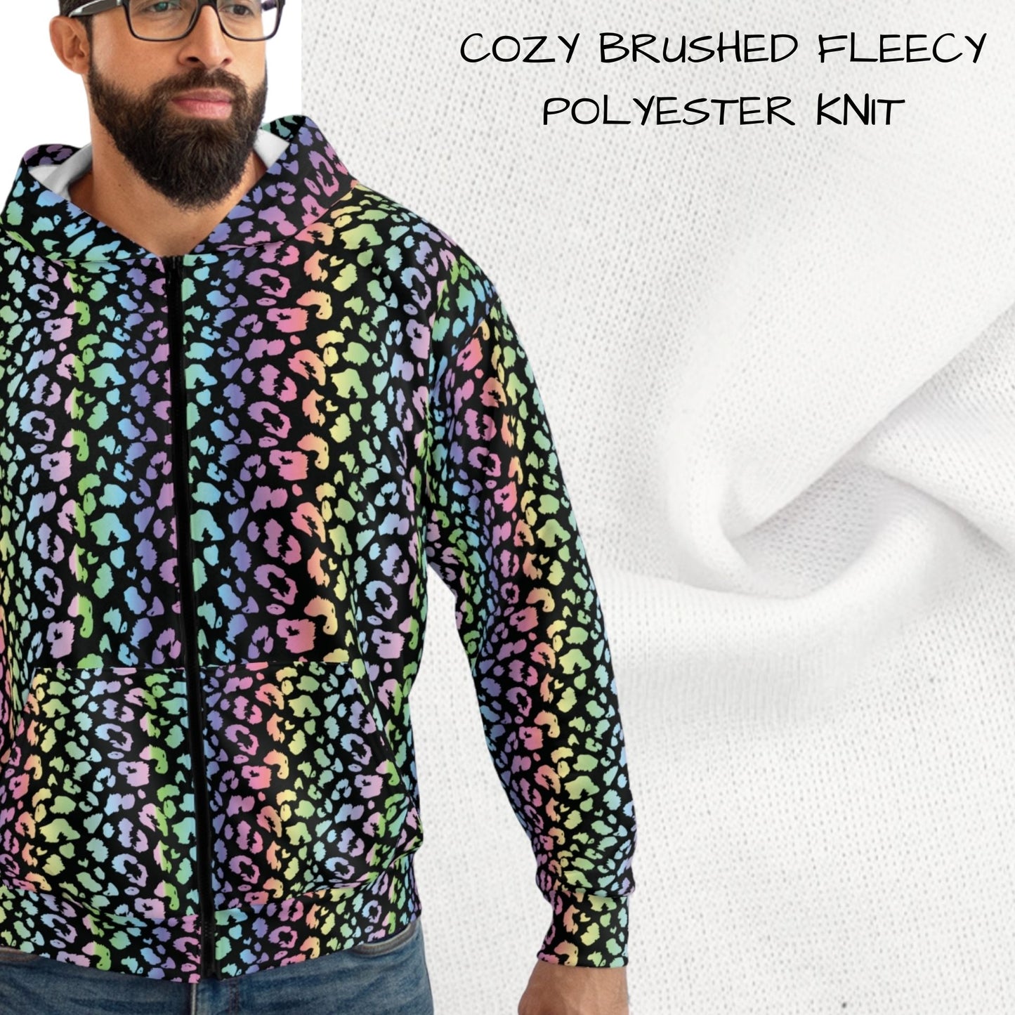 Rainbow Leopard Zip Up Hoodie