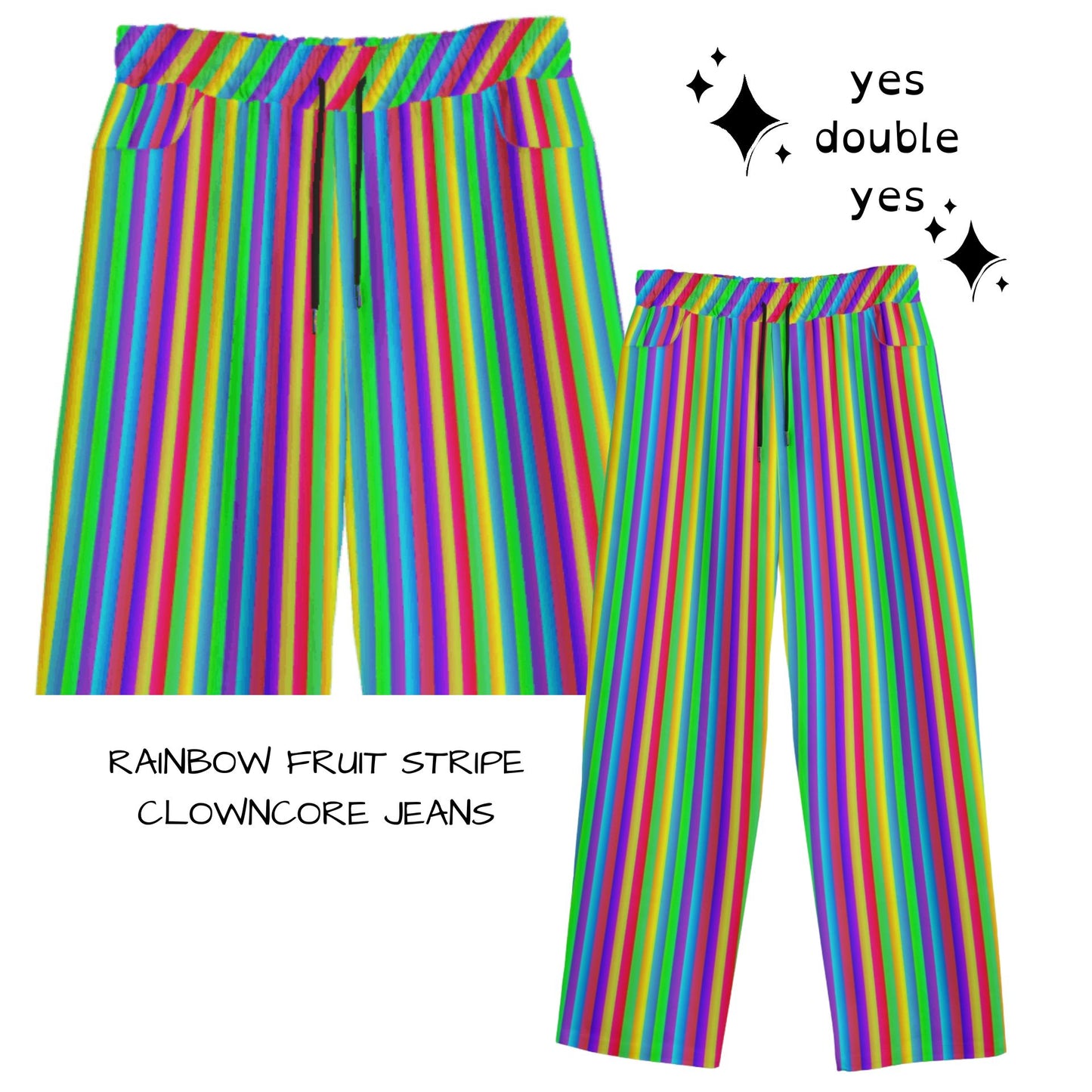Rainbow Fruit Stripe Clown Pants