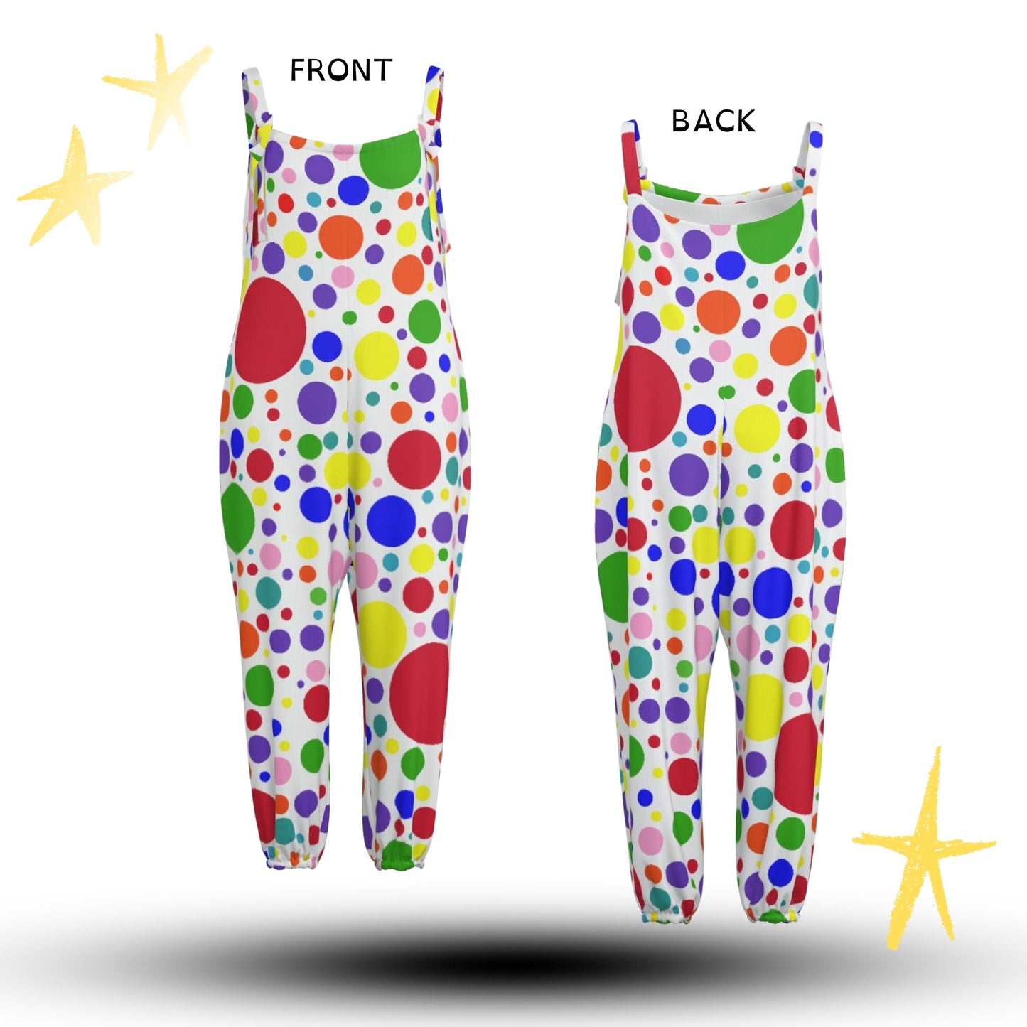Rainbow Spots Sleeveless Clown Suit