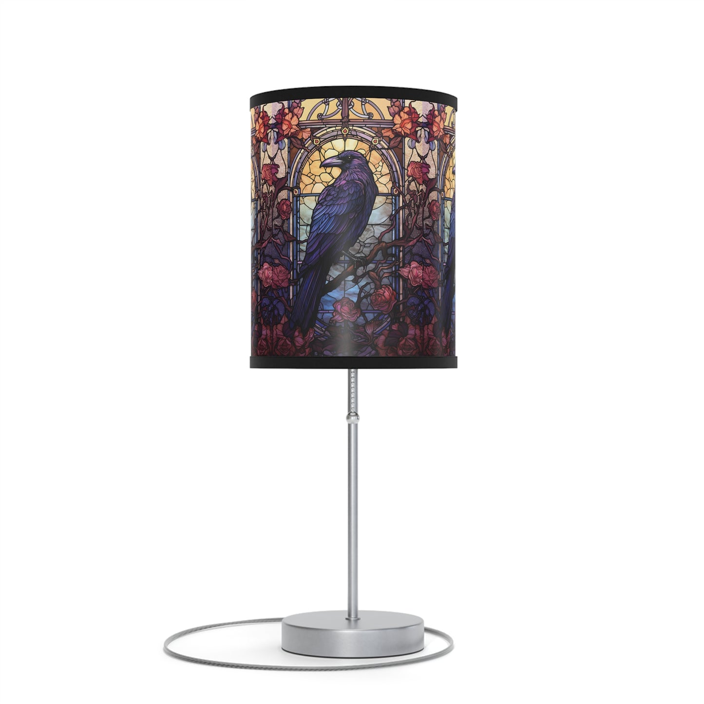 beautiful stained glass look raven whimsigoth lamp