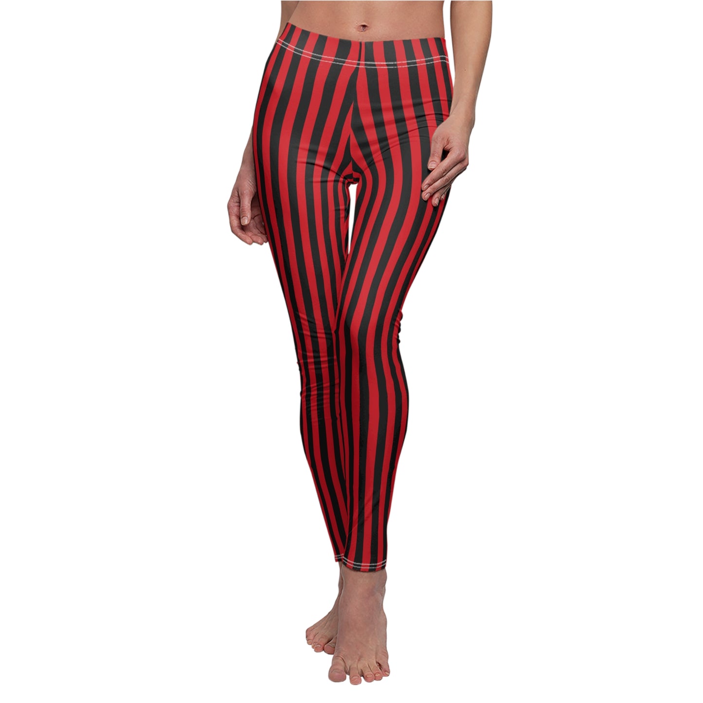 Red and Black Stripe Leggings