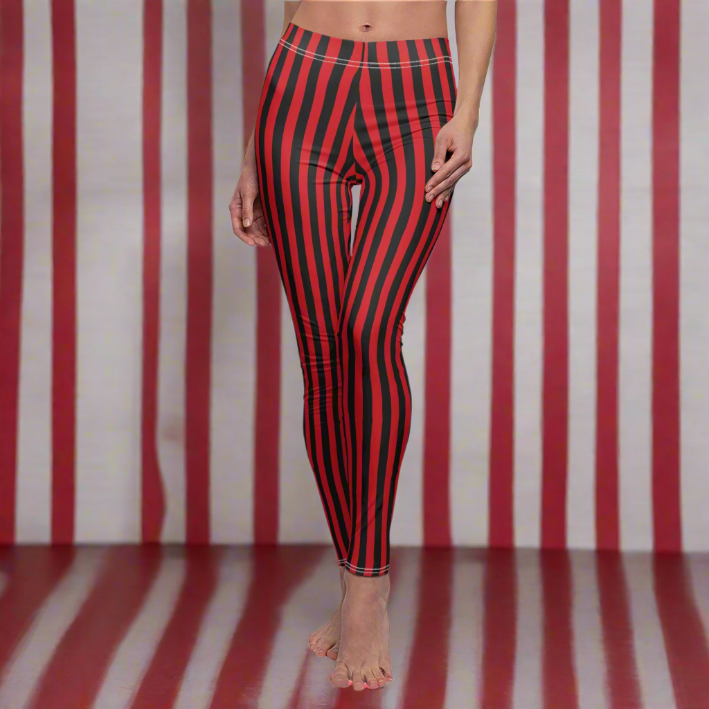 Red and Black Stripe Leggings