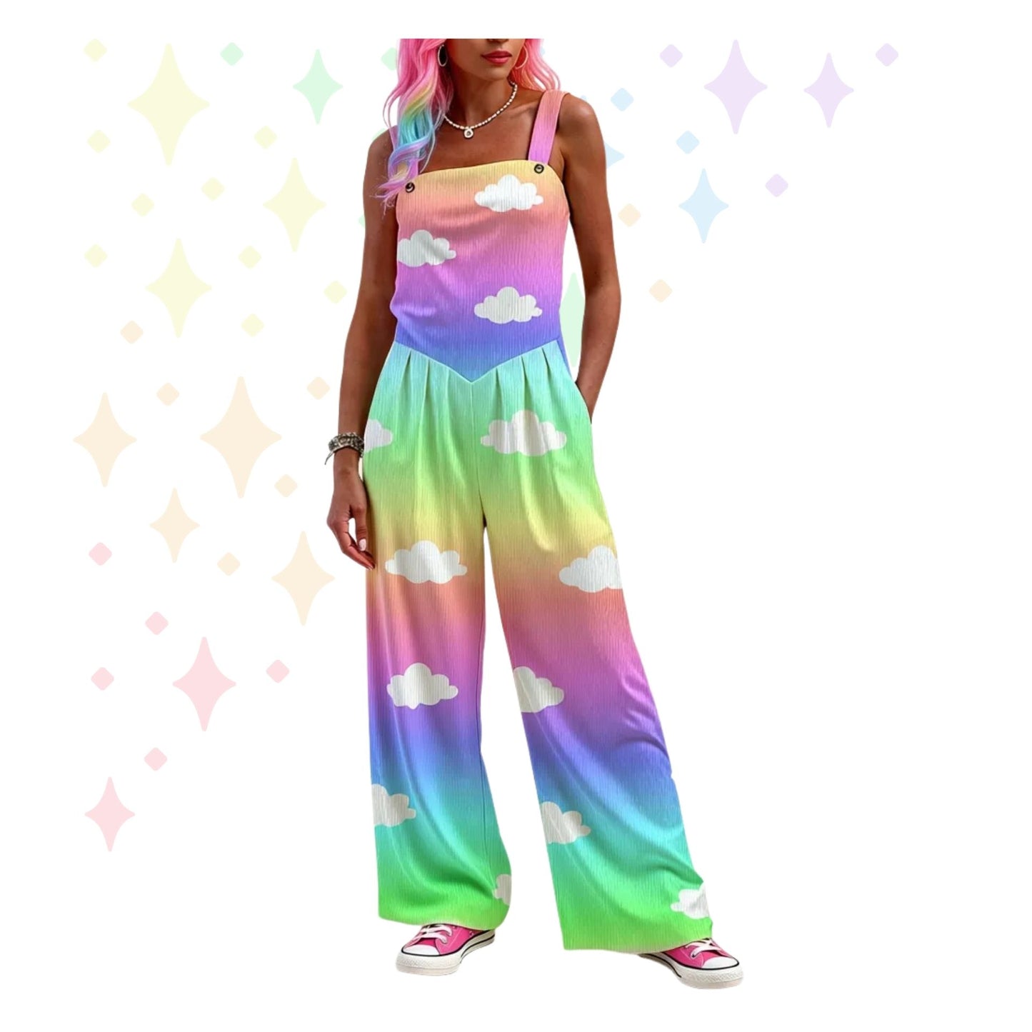 Unicorn Candy Clouds Palazzo Overalls