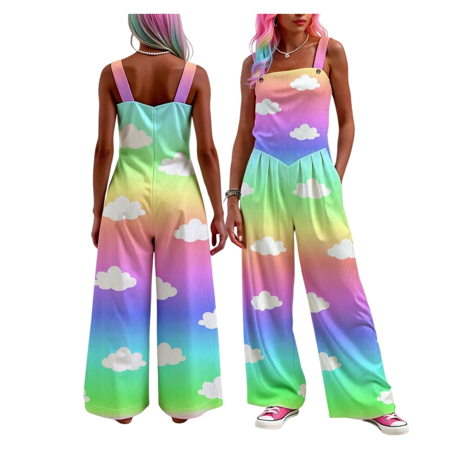 Unicorn Candy Clouds Palazzo Overalls