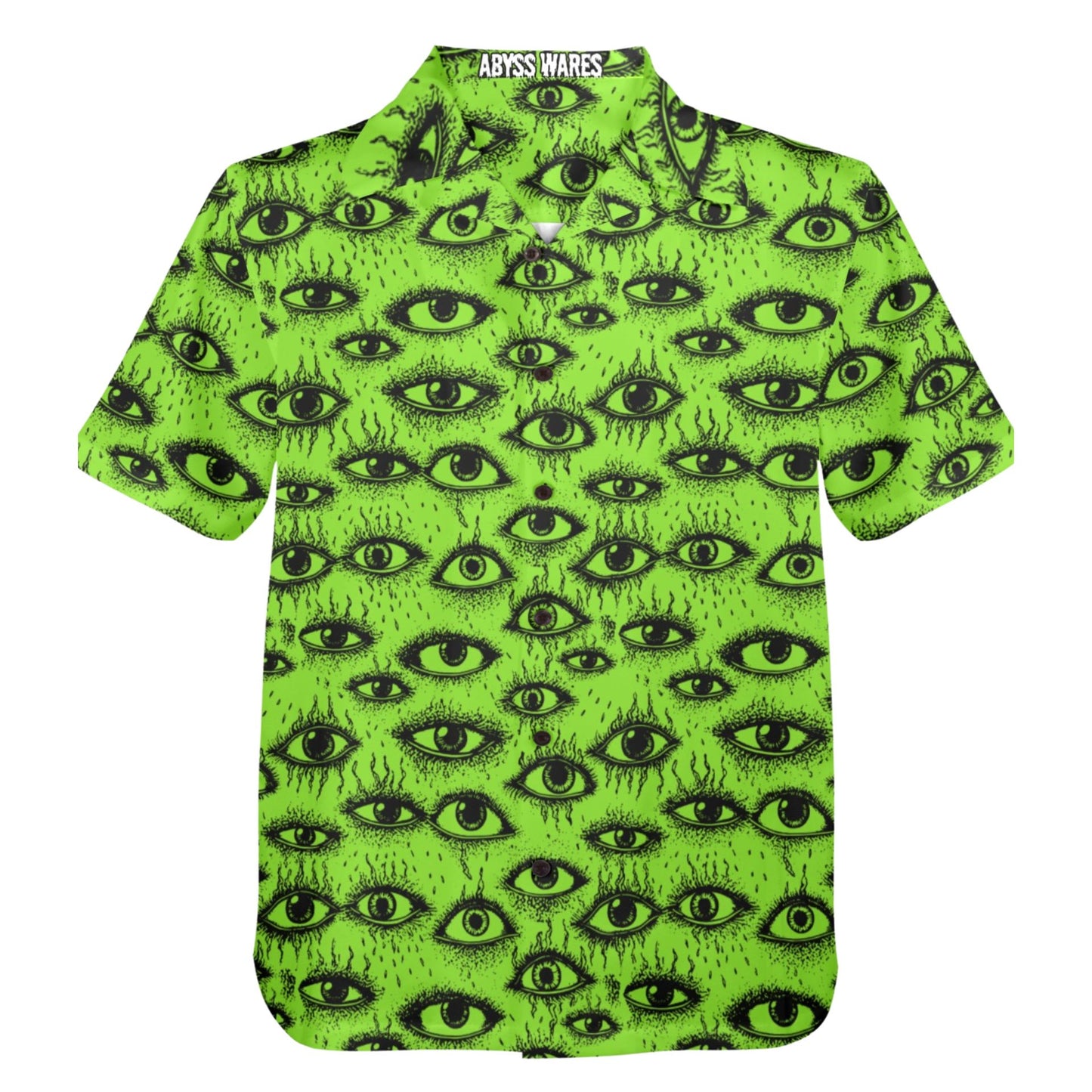 Weirdy Eye Alien Green Bowling Shirt--USA-made