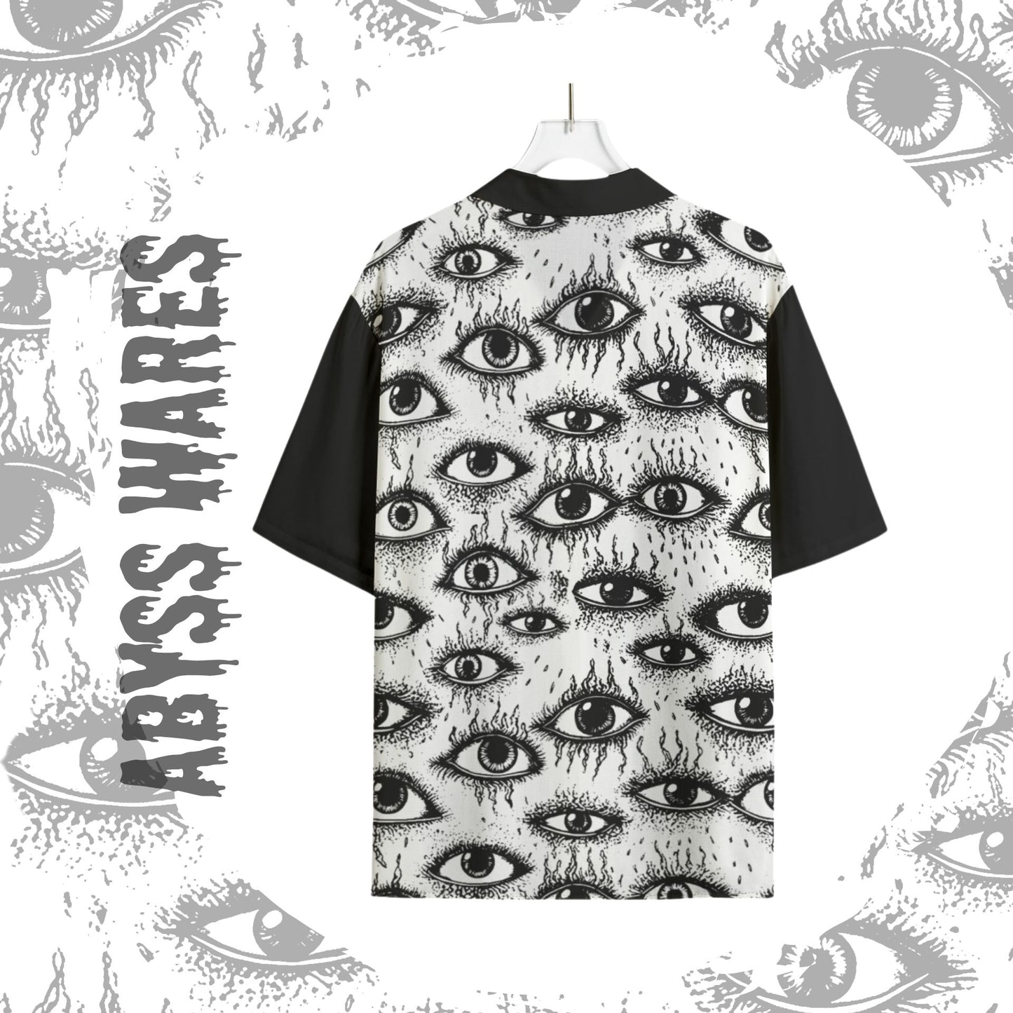 Weirdy Eye Black-White Bowling Shirt